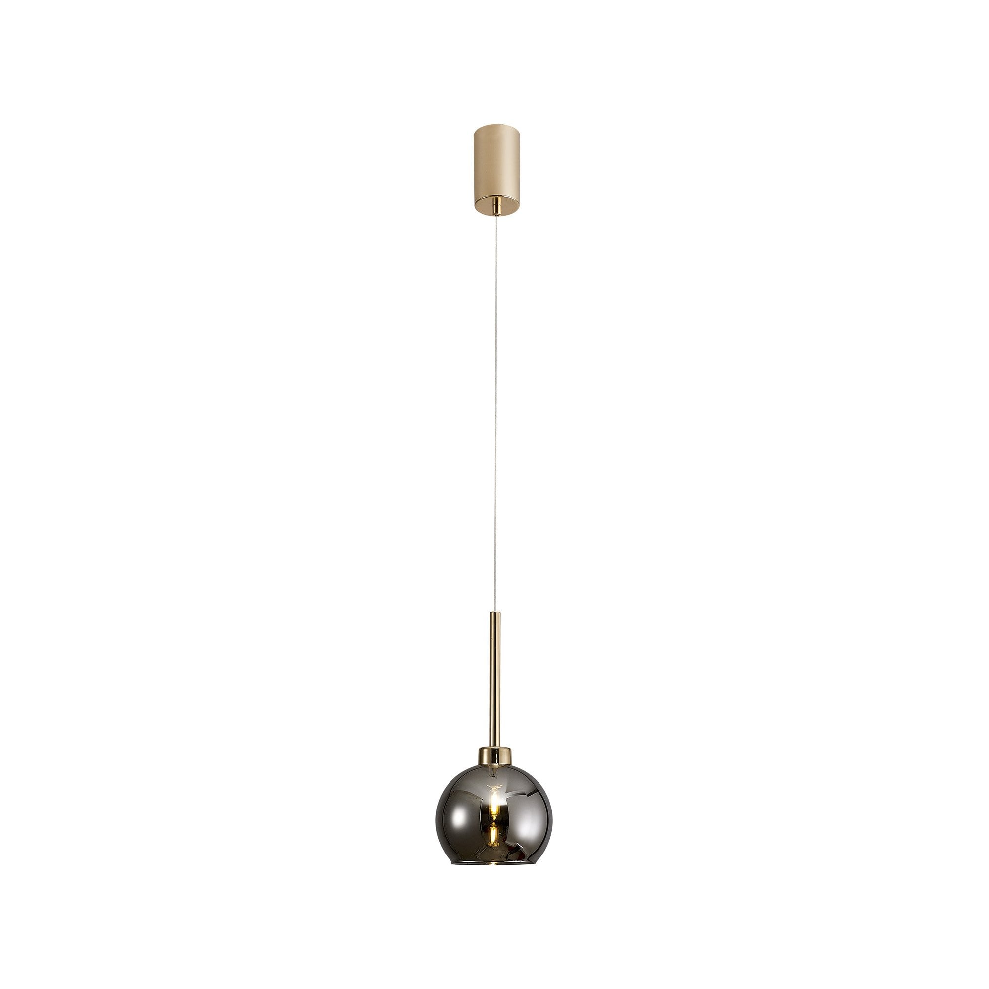 Fabula Tamworth Single Pendant - Round Open Mouth Shade - French Gold & Chrome Glass