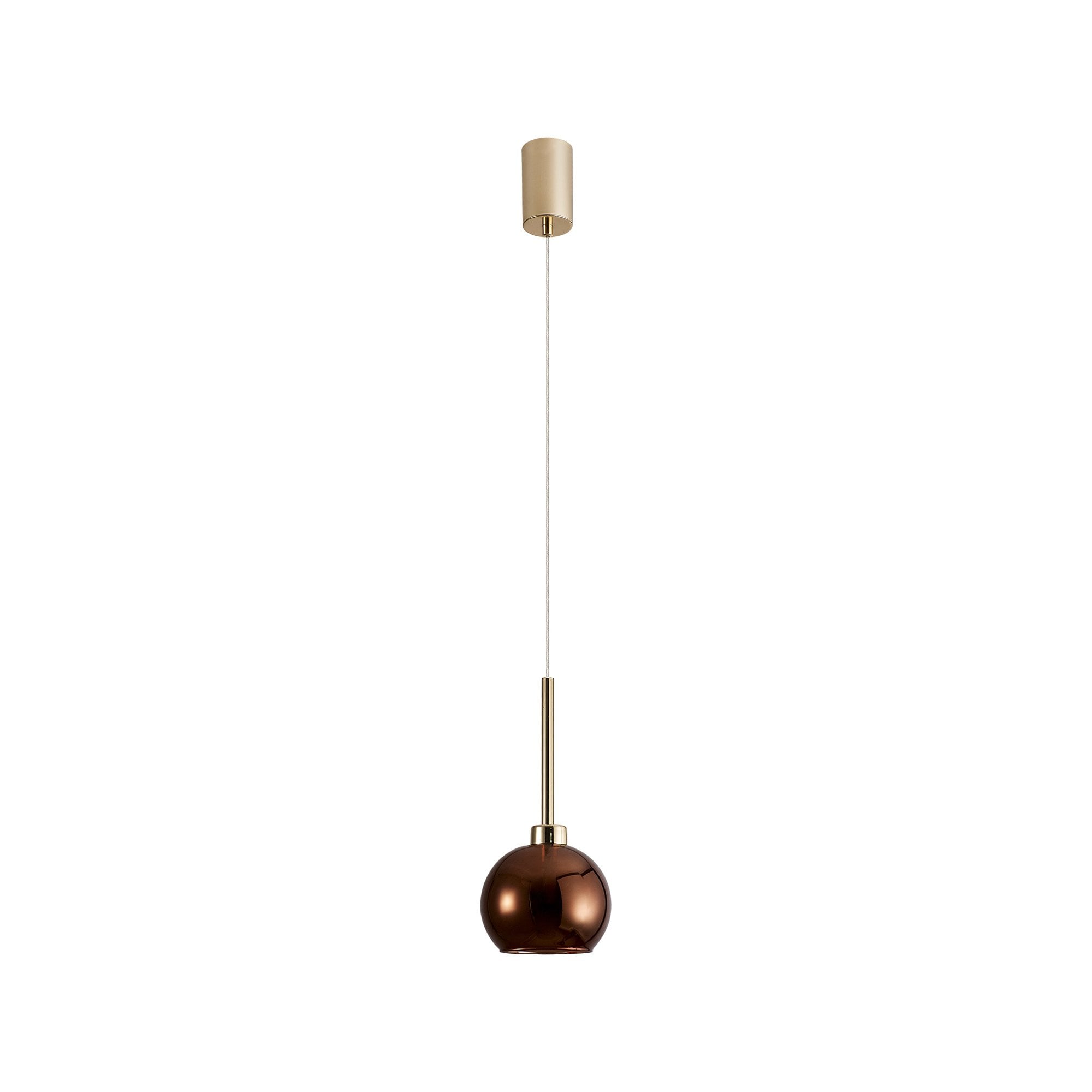 Fabula Tamworth Single Pendant - Round Open Mouth Shade - French Gold & Dark Copper Glass