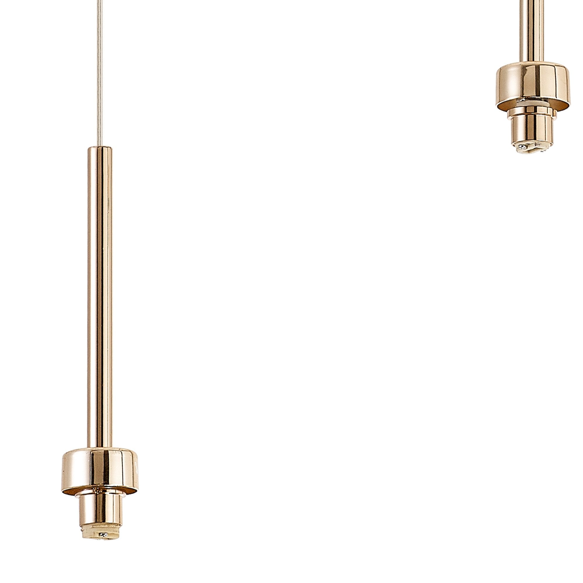 Fabula Tamworth 3 Light Linear Pendant - Round Shades with Inner Frosted Globes - French Gold, Cognac & Frosted Glass