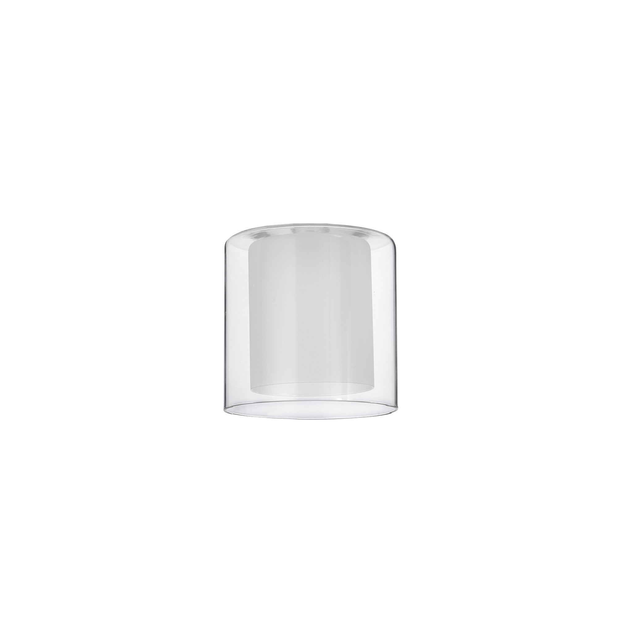 Fabula Tamworth 3 Light Linear Pendant - Medium Cylinder Shades with Clear Outer Glass - French Gold, Frosted & Clear Glass