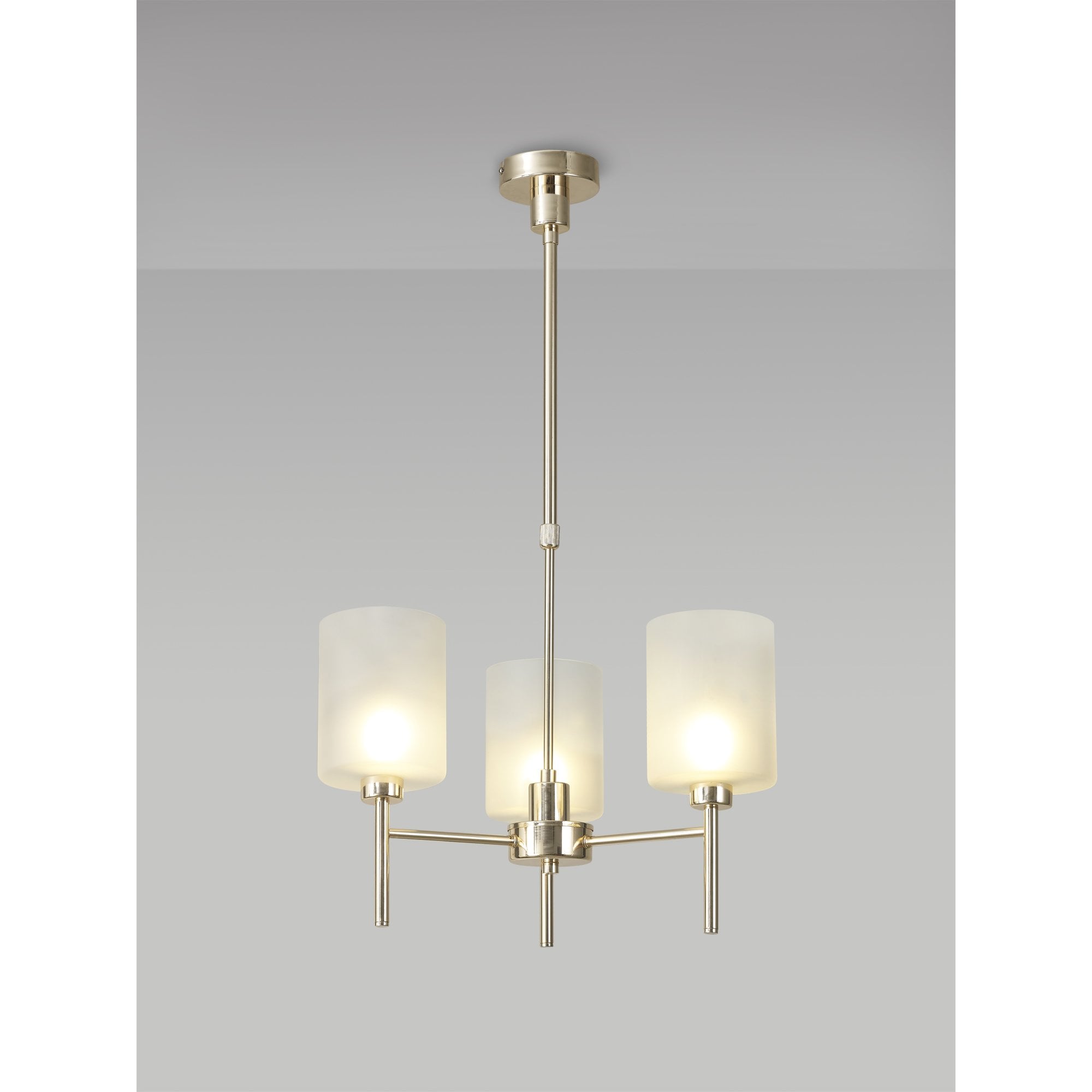 Fabula Tamworth 3 Light Telescopic Semi Flush - Medium Cylinder Shades - French Gold & Frosted Glass