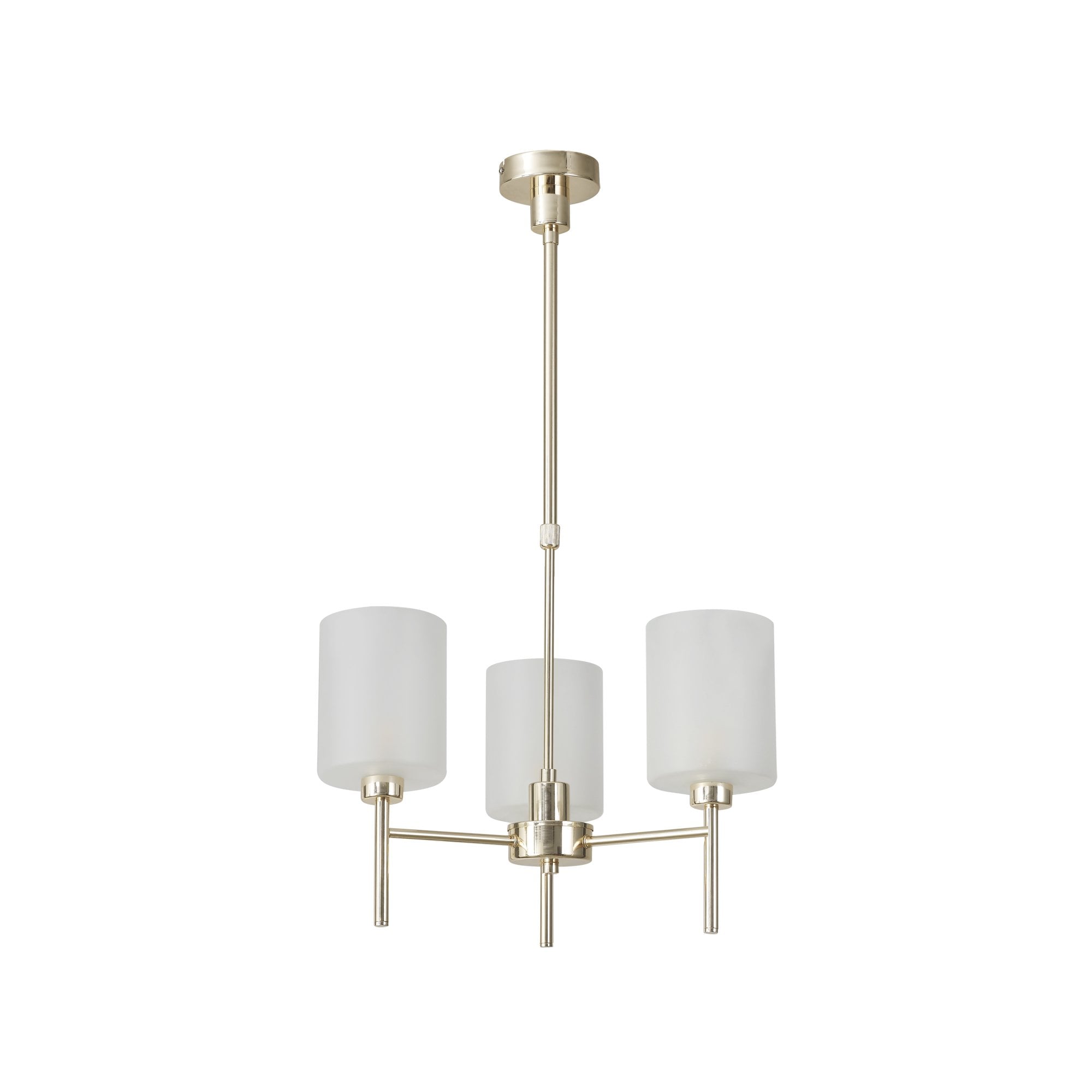 Fabula Tamworth 3 Light Telescopic Semi Flush - Medium Cylinder Shades - French Gold & Frosted Glass