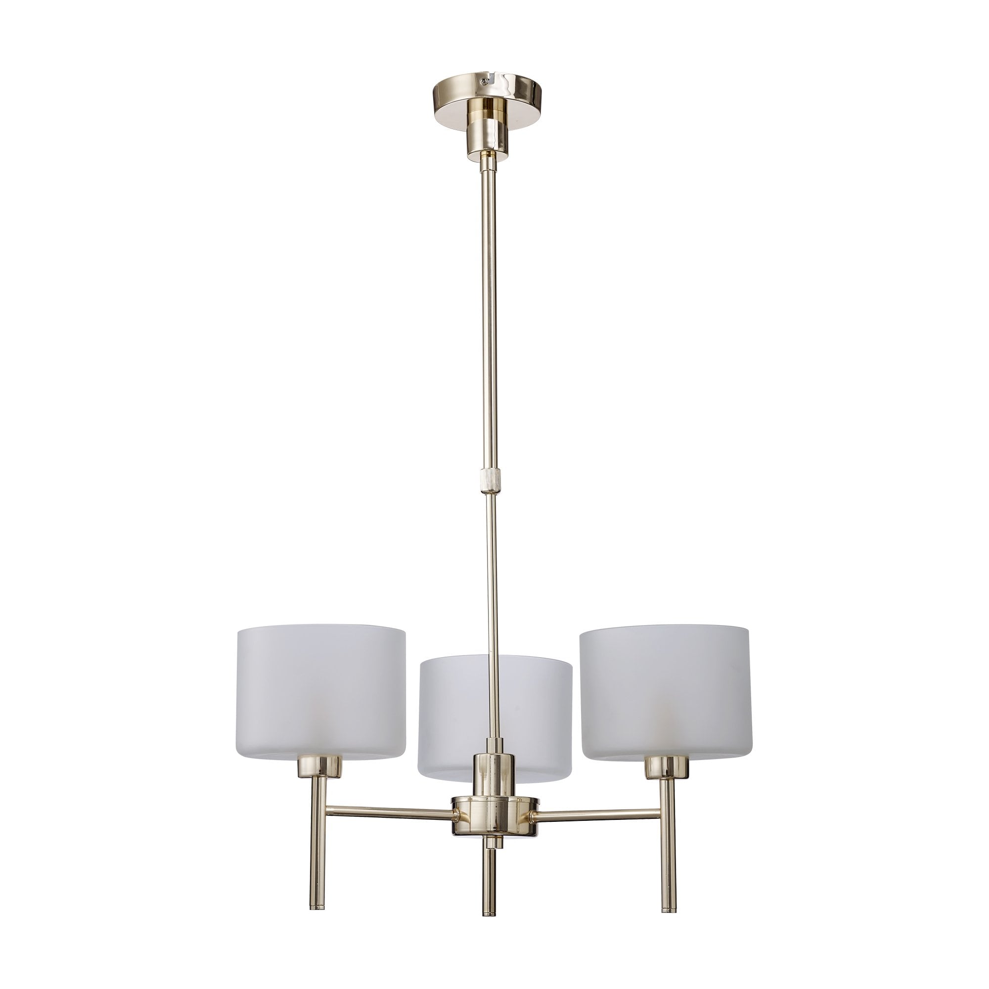 Fabula Tamworth 3 Light Telescopic Semi Flush - Short Cylinder Shades - French Gold & Frosted Glass