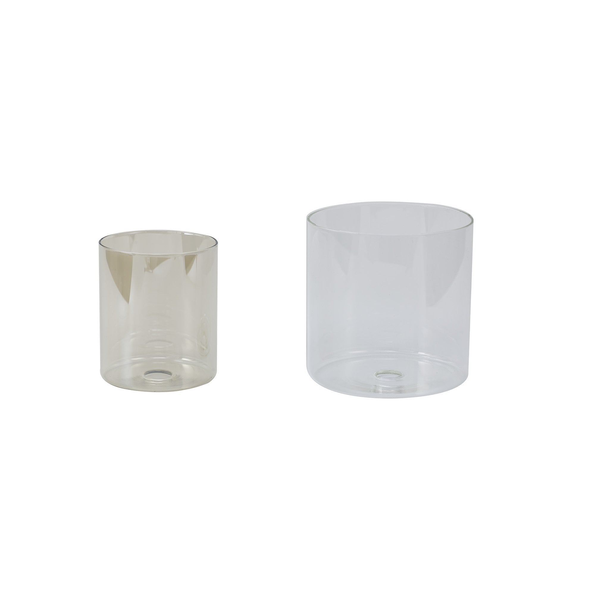 Fabula Tamworth 3 Light Telescopic Semi Flush - Medium Cylinder Shades with Clear Outer Glass - French Gold, Cognac & Clear Glass