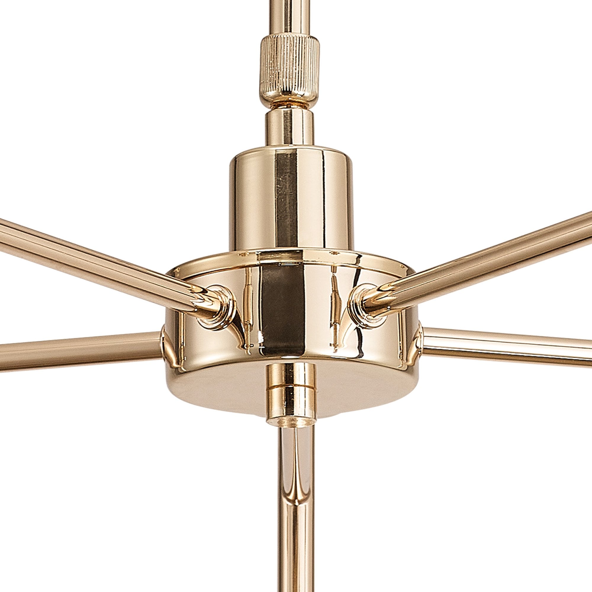 Fabula Tamworth 5 Light Telescopic Semi Flush - Tall Cylinder Shades - French Gold & Clear Glass