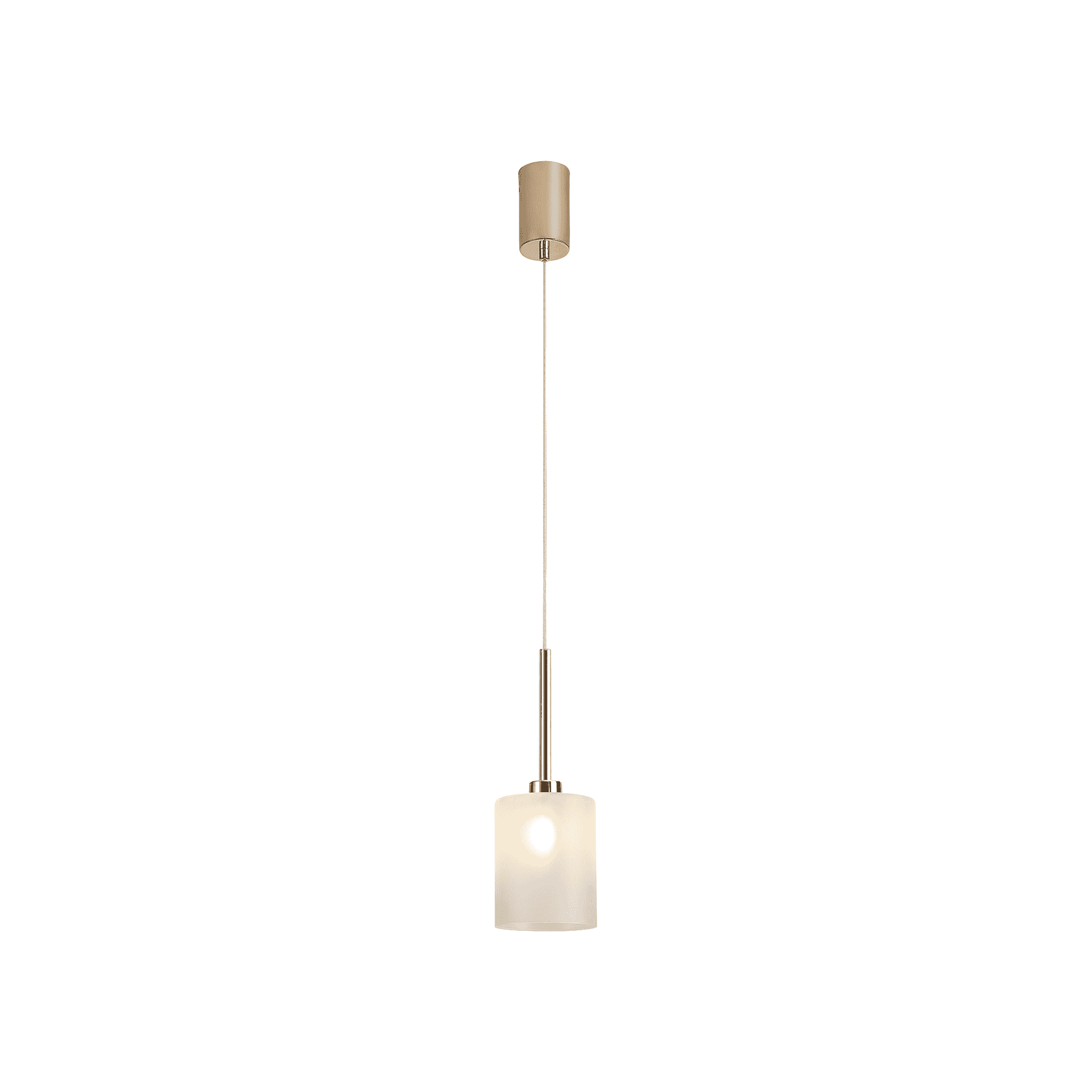 Fabula Tamworth Single Pendant - Medium Cylinder Shade - French Gold & Frosted Glass