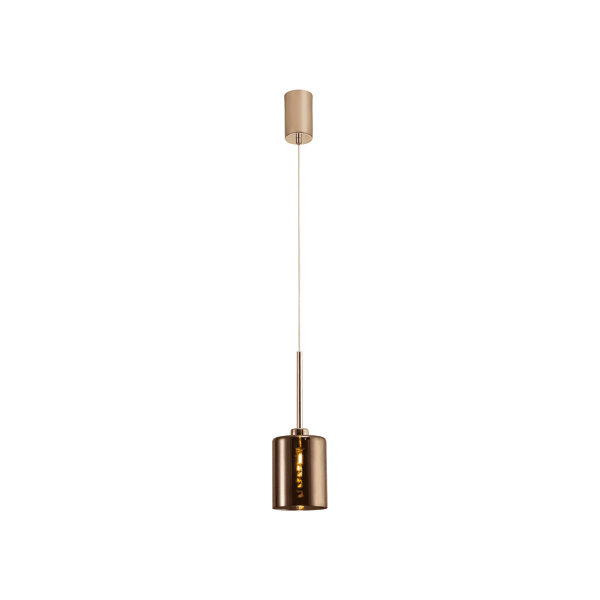 Fabula Tamworth Single Pendant - Medium Cylinder Shade - French Gold & Copper Glass