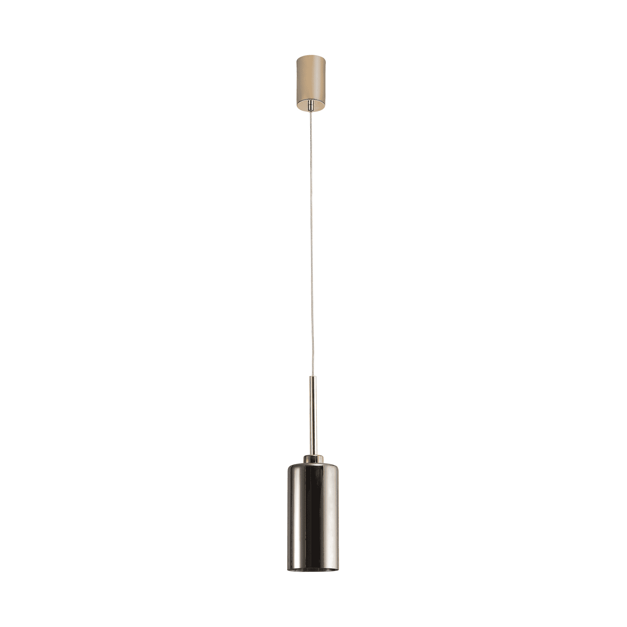 Fabula Tamworth Single Pendant - Tall Cylinder Shade - French Gold & Chrome Glass