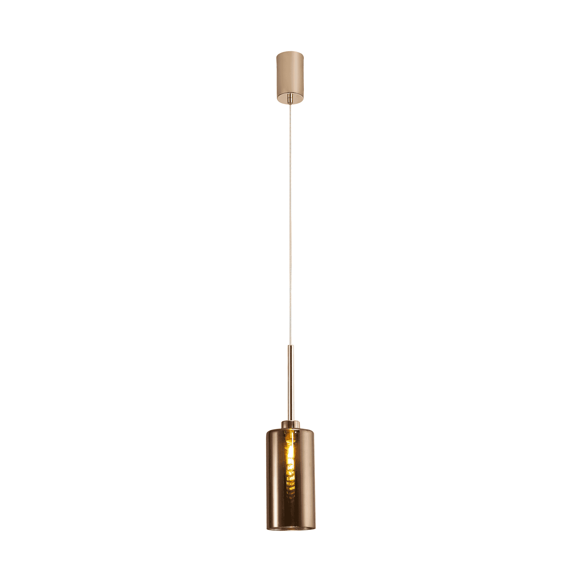 Fabula Tamworth Single Pendant - Tall Cylinder Shade - French Gold & Copper Glass