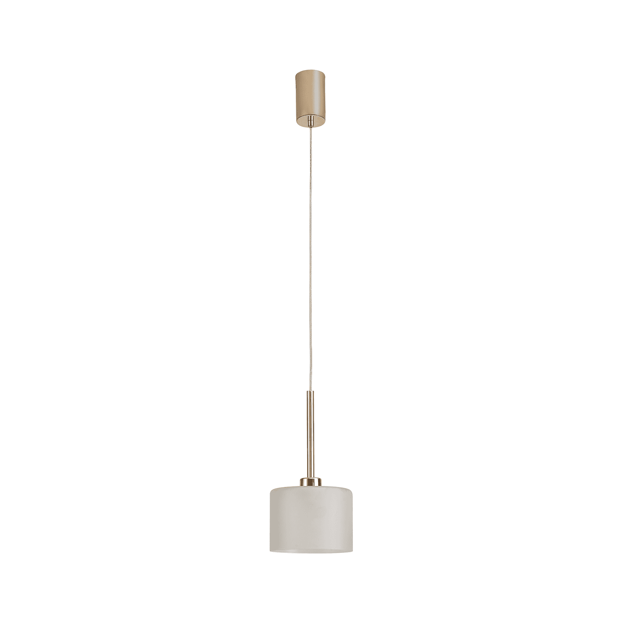 Fabula Tamworth Single Pendant - Short Cylinder Shade - French Gold & Frosted Glass