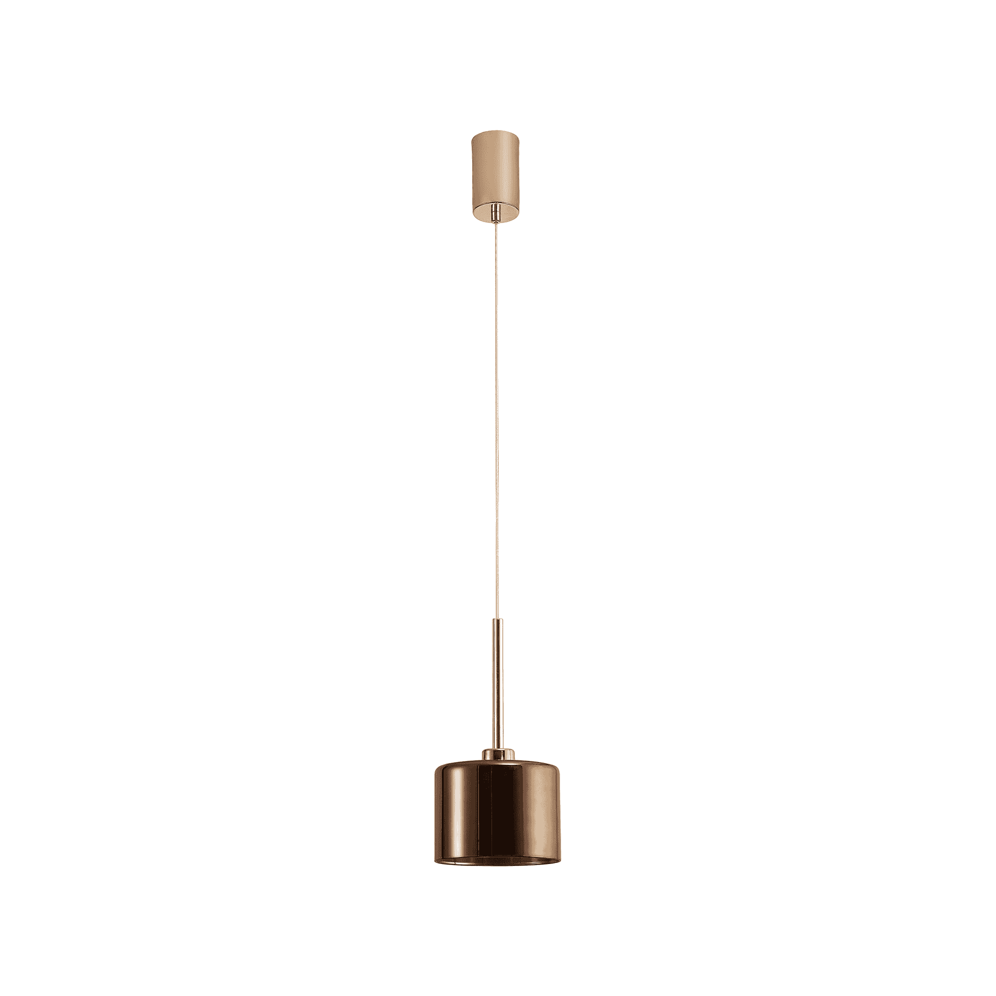Fabula Tamworth Single Pendant - Short Cylinder Shade - French Gold & Copper Glass