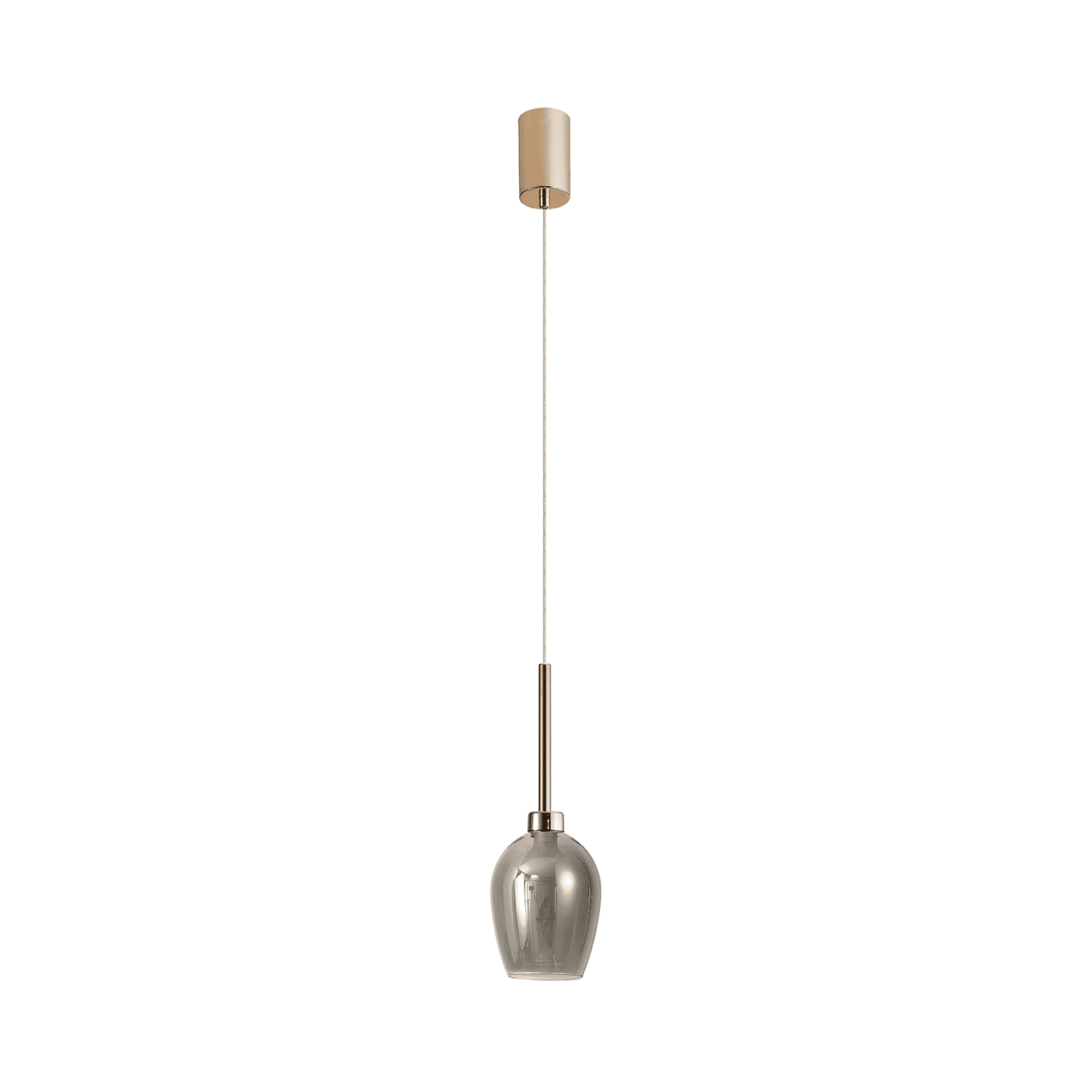 Fabula Tamworth Single Pendant - Wine Glass Shade with Inner Frosted Glass - French Gold, Smoked & Frosted Glass