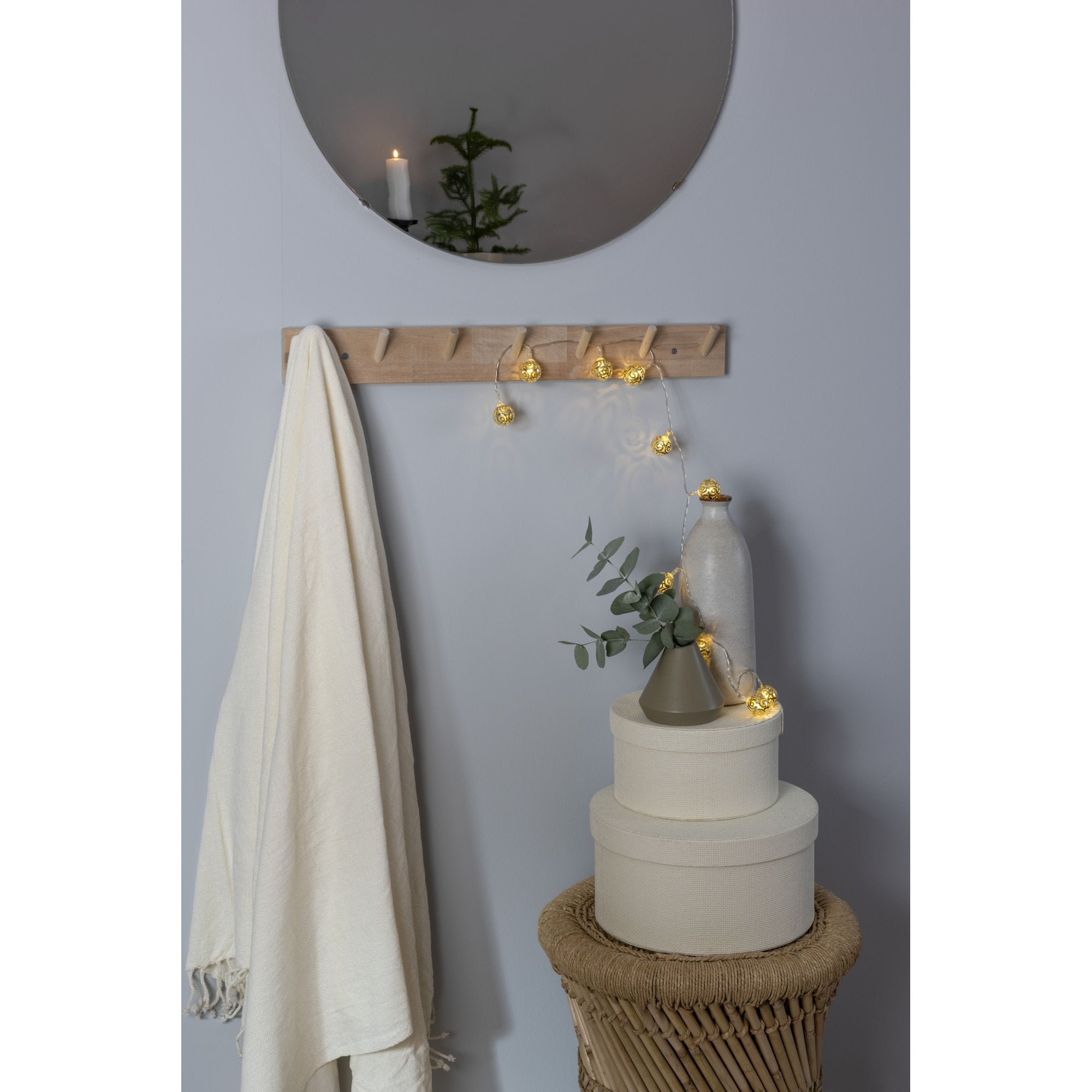 Konstsmide Festoon 0.9m Decorative Light Set - 10 LED Swirl Metal Balls - Brass - Battery Operated