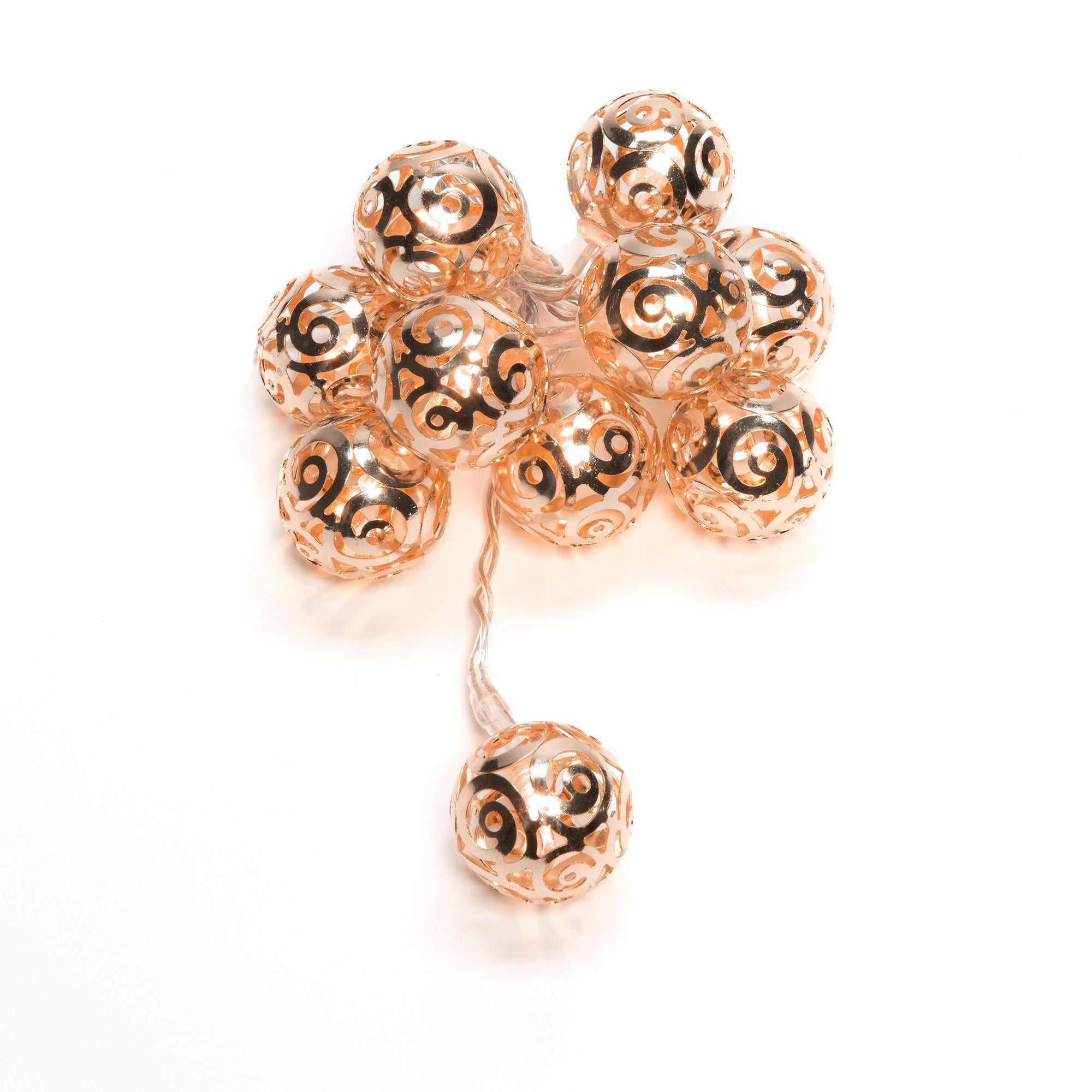 Konstsmide Festoon 0.9m Decorative Light Set - 10 LED Swirl Metal Balls - Copper - Battery Operated