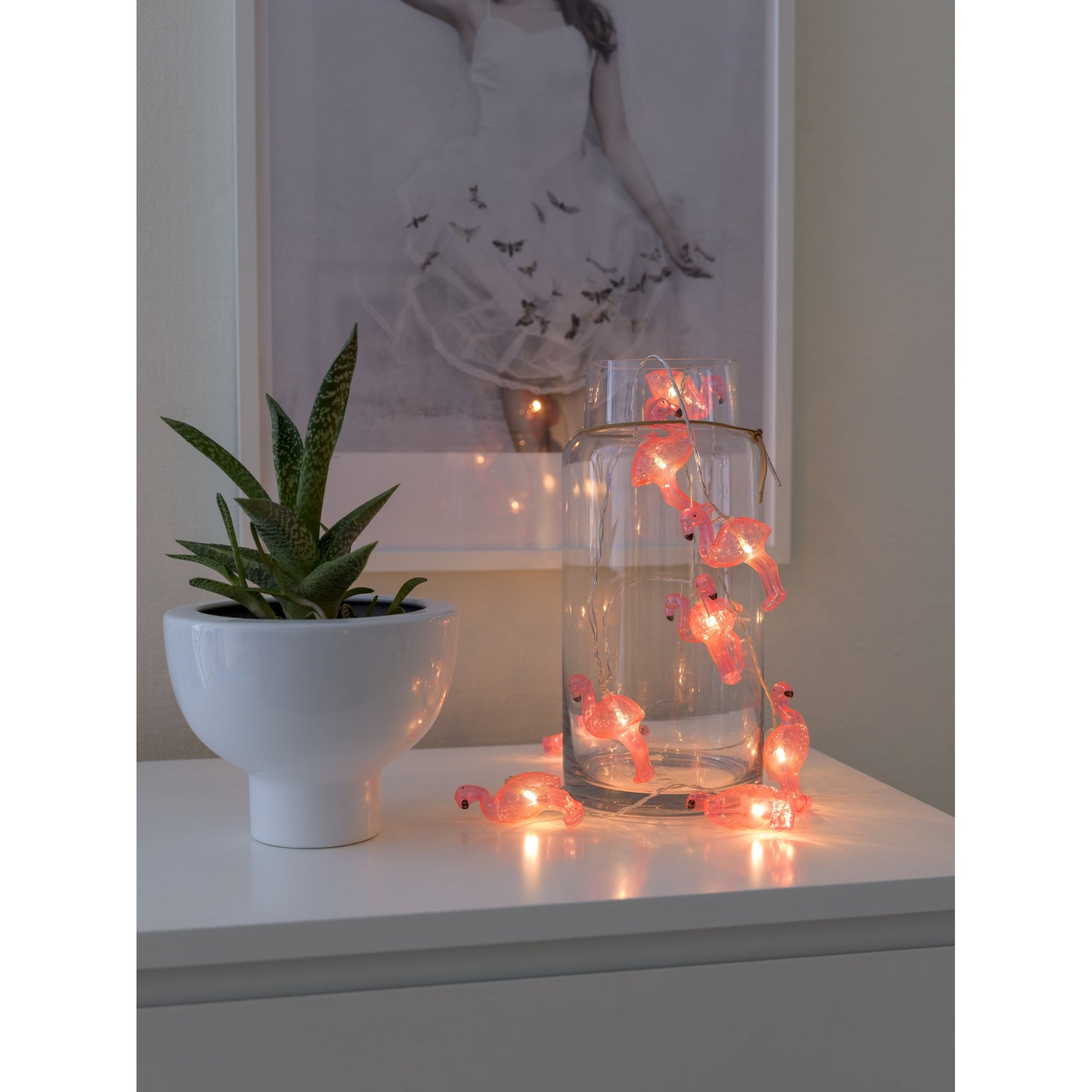 Konstsmide Festoon 1.8m Decorative Light Set - 10 LED Flamingos - Battery Operated