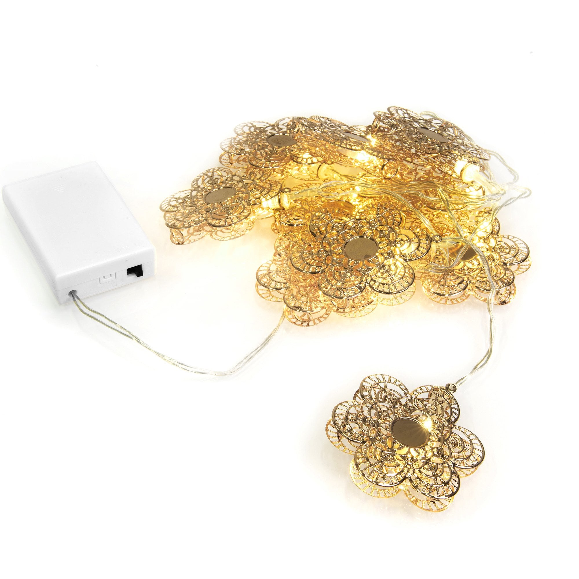 Konstsmide Festoon 0.9m Decorative Light Set - 10 LED Flowers - Gold - Battery Operated