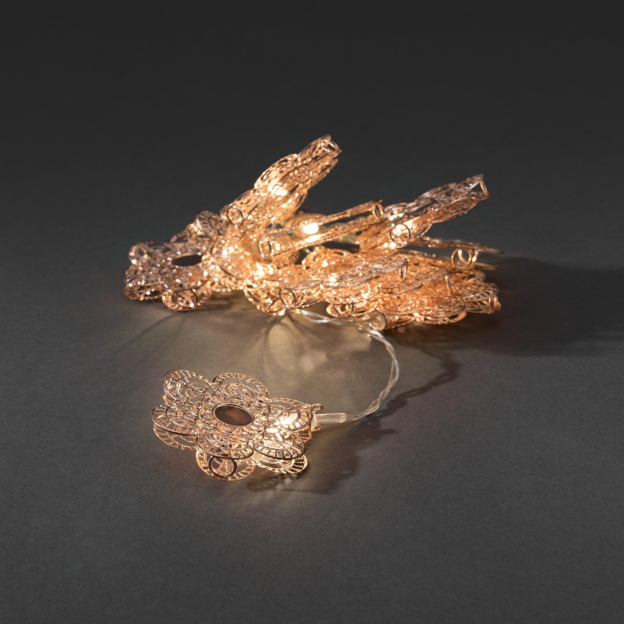 Konstsmide Festoon 0.9m Decorative Light Set - 10 LED Flowers - Copper - Battery Operated