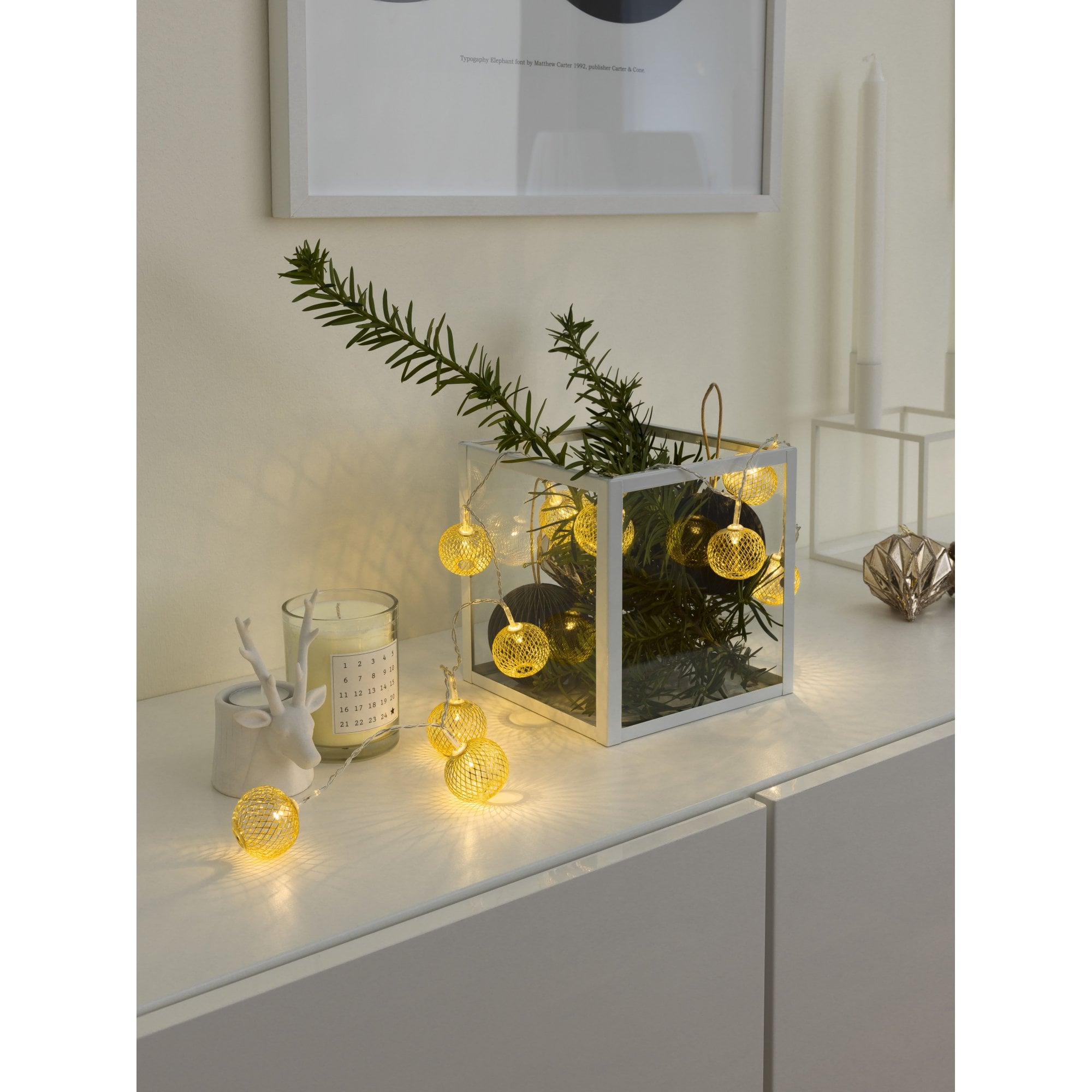 Konstsmide Festoon 0.9m Decorative Light Set - 10 LED Balls - Gold - Battery Operated