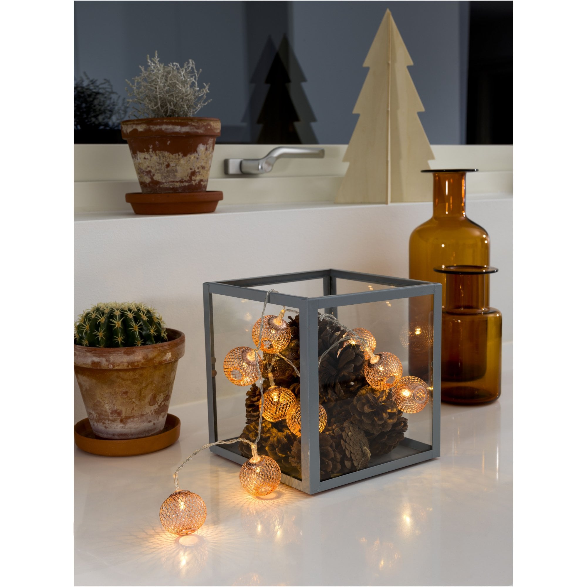 Konstsmide Festoon 0.9m Decorative Light Set - 10 LED Balls - Copper - Battery Operated