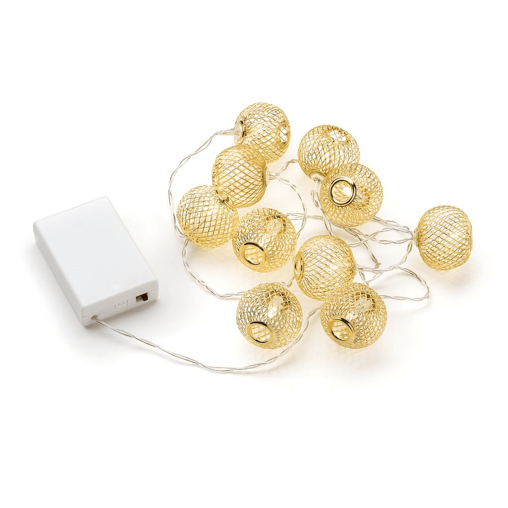 Konstsmide Festoon 0.9m Decorative Light Set - 10 LED Balls - Gold - Battery Operated
