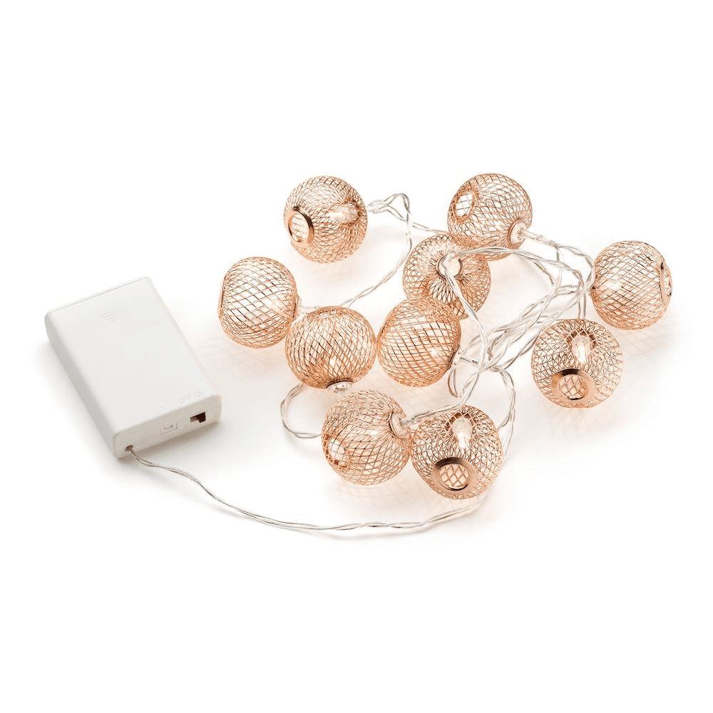 Konstsmide Festoon 0.9m Decorative Light Set - 10 LED Balls - Copper - Battery Operated