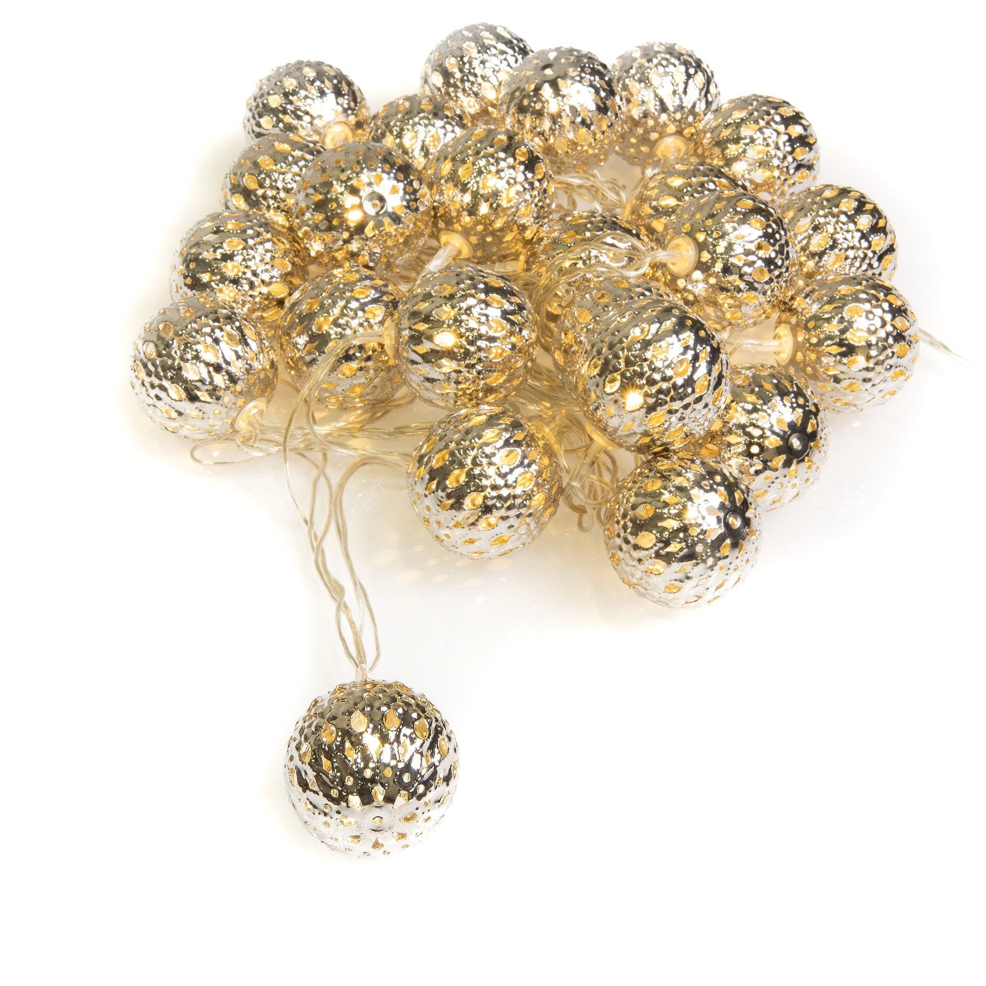 Konstsmide Festoon 3m Decorative Light Set - 24 LED Metal Balls - Silver
