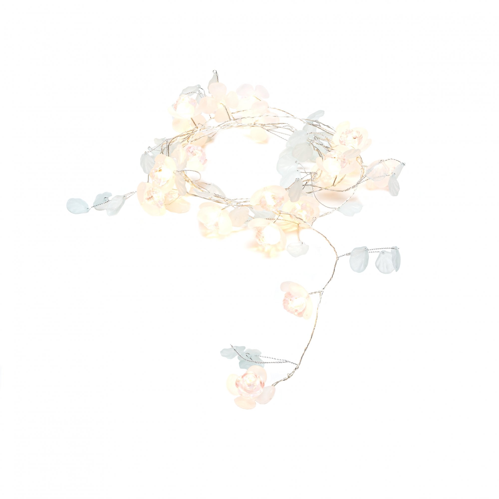 Konstsmide Festoon 1.9m Decorative Light Set - 20 LED Flowers - Pink & White - Battery Operated