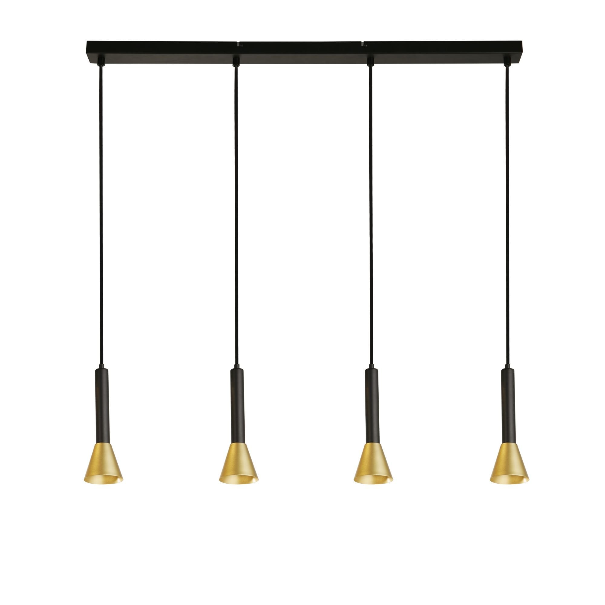 Searchlight Sinclair 4 Light Bar Pendant - Black & Gold Metal