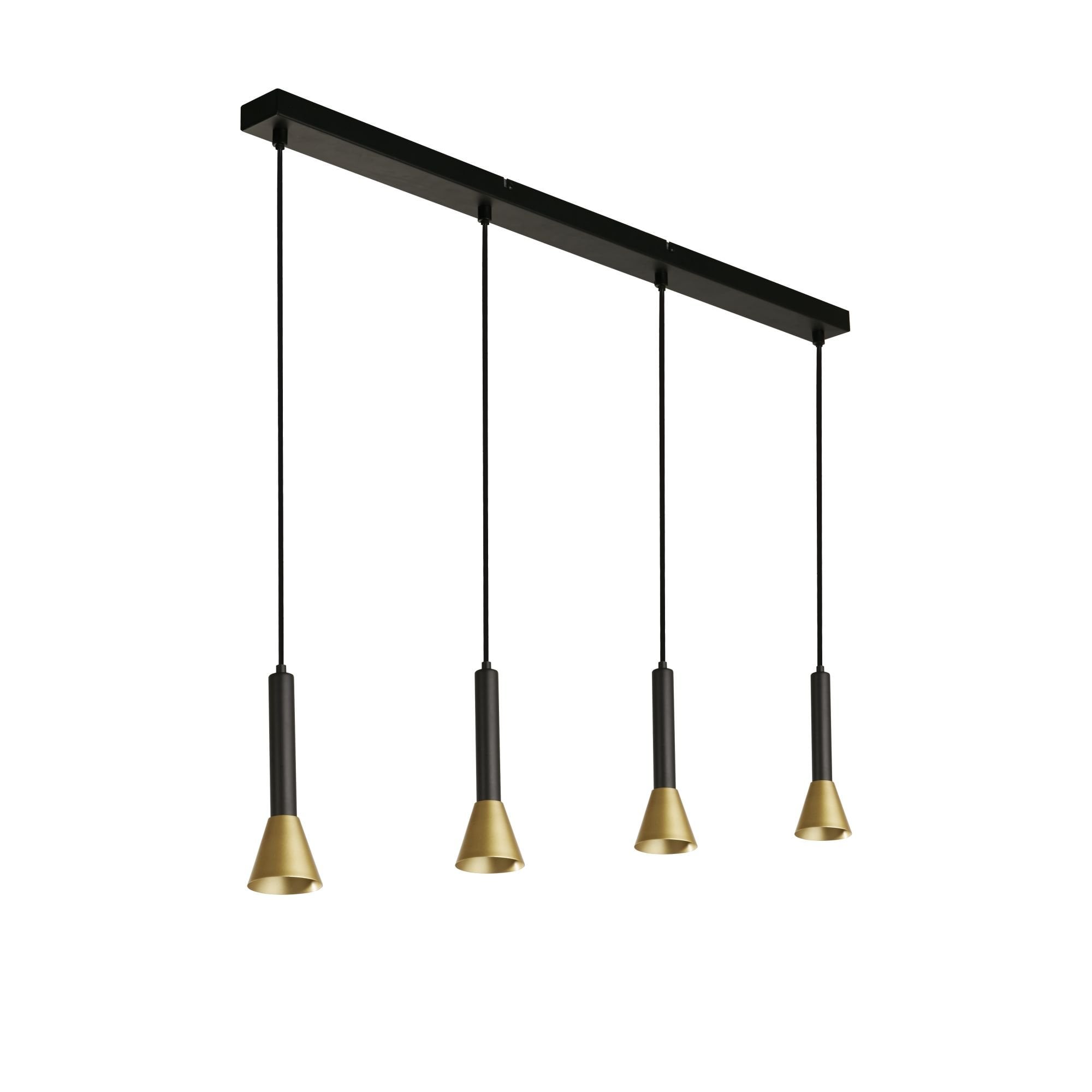 Searchlight Sinclair 4 Light Bar Pendant - Black & Gold Metal
