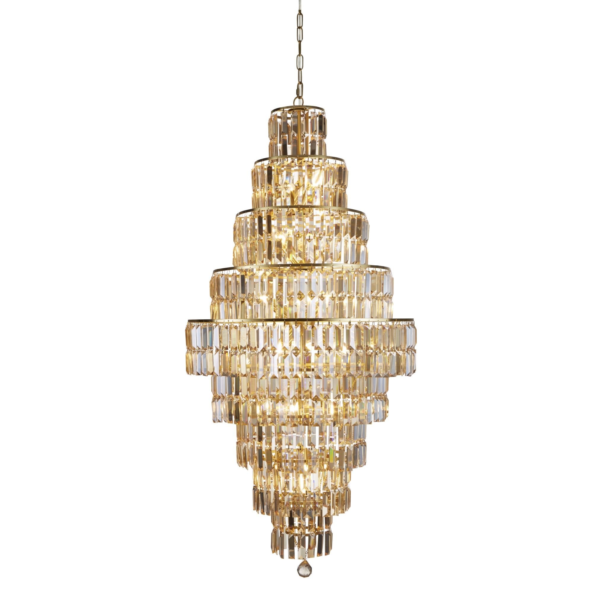 Searchlight Edith 13 Light Chandelier - Satin Brass & Champagne Glass