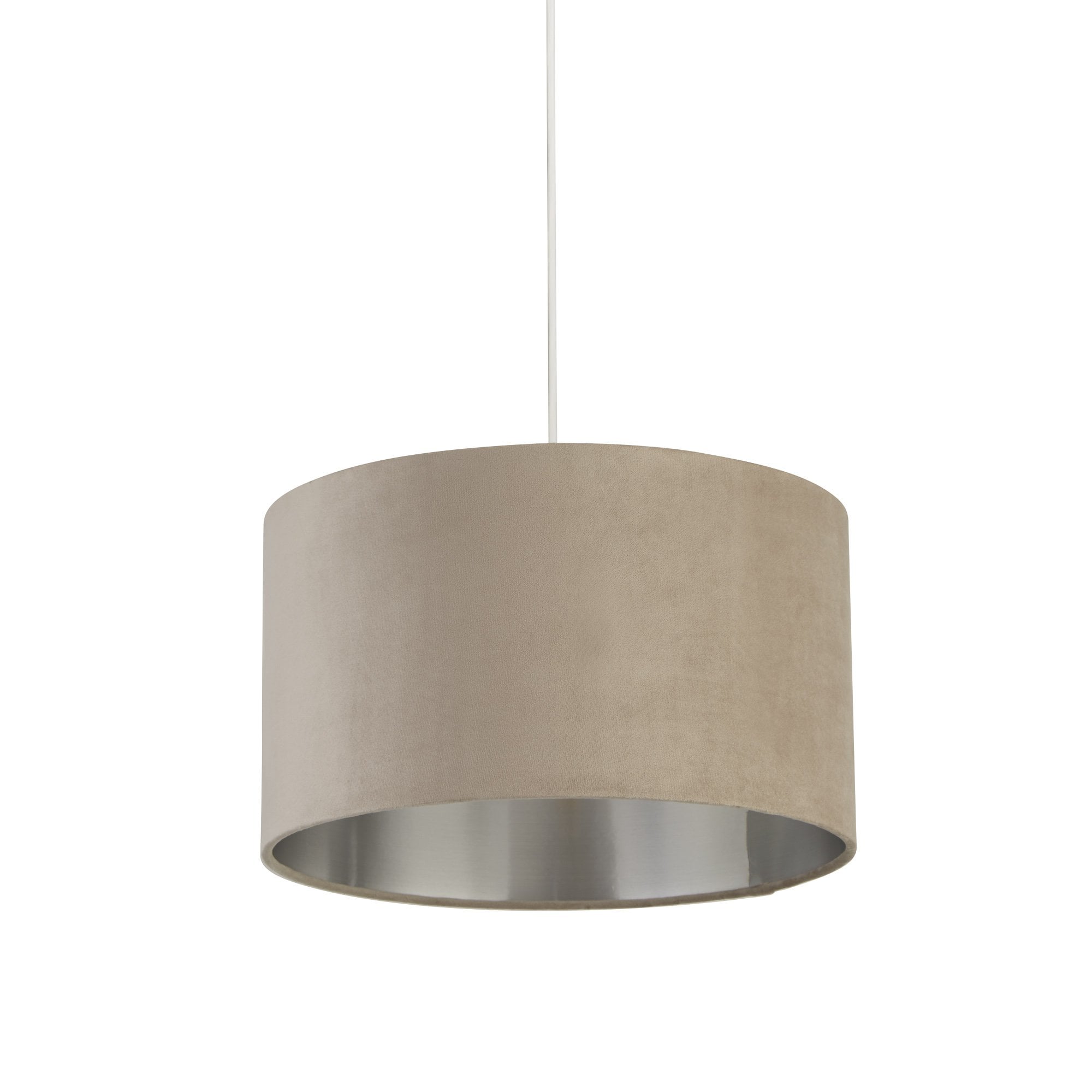 Searchlight Drum Shade - 38cm - Taupe Velvet with Silver Inner - Shade Only