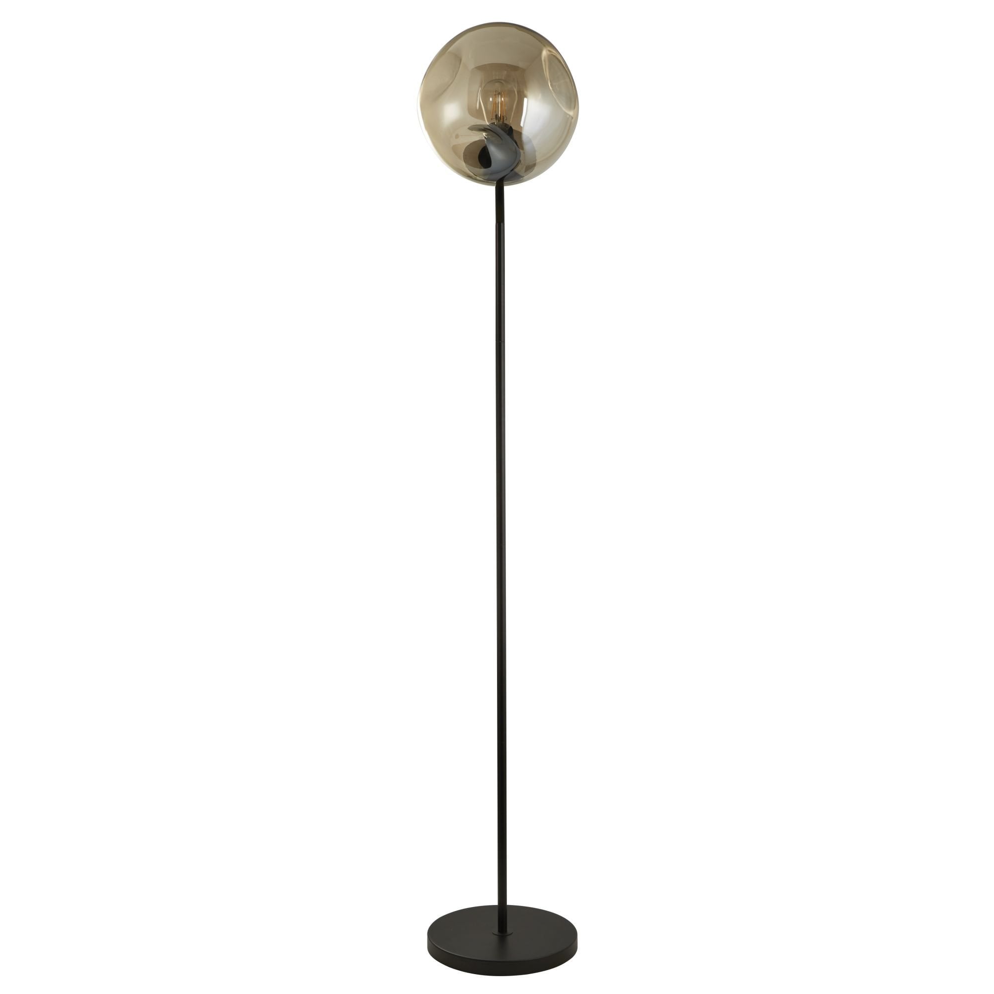 Searchlight Phoebe Floor Lamp - Black Metal & Champagne Phoebeed Glass