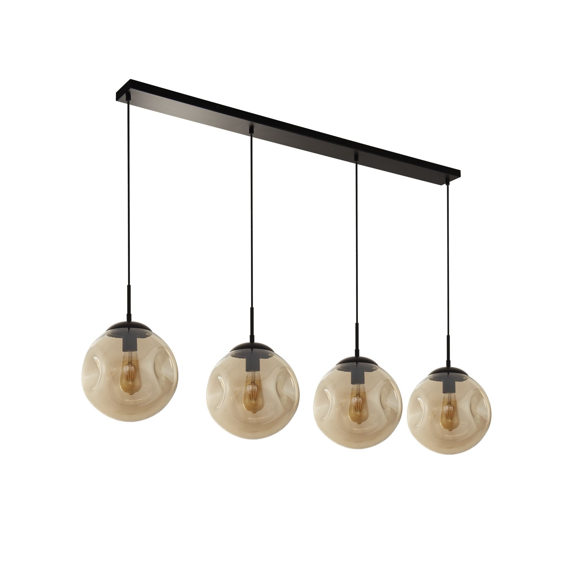 Searchlight Phoebe 4 Light Bar Pendant - Black Metal & Champagne Phoebeed Glass