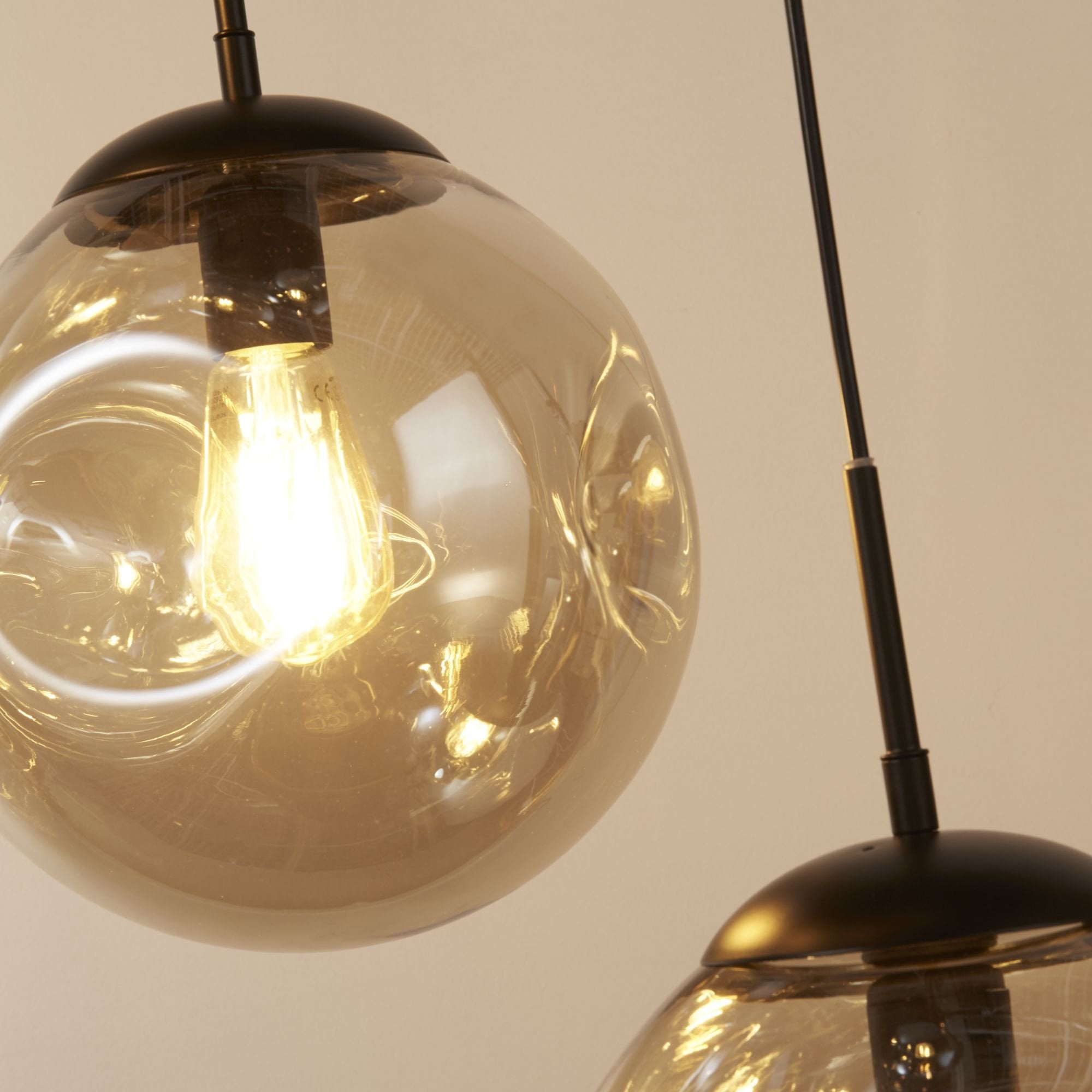 Searchlight Phoebe 5 Light Multi-Drop - Black Metal & Champagne Punched Glass