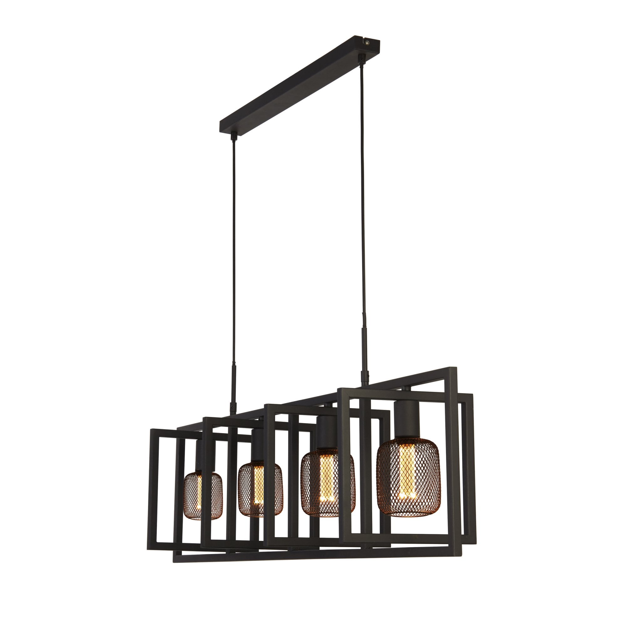 Searchlight Pickwick 4 Light Pendant - Matt Black Metal