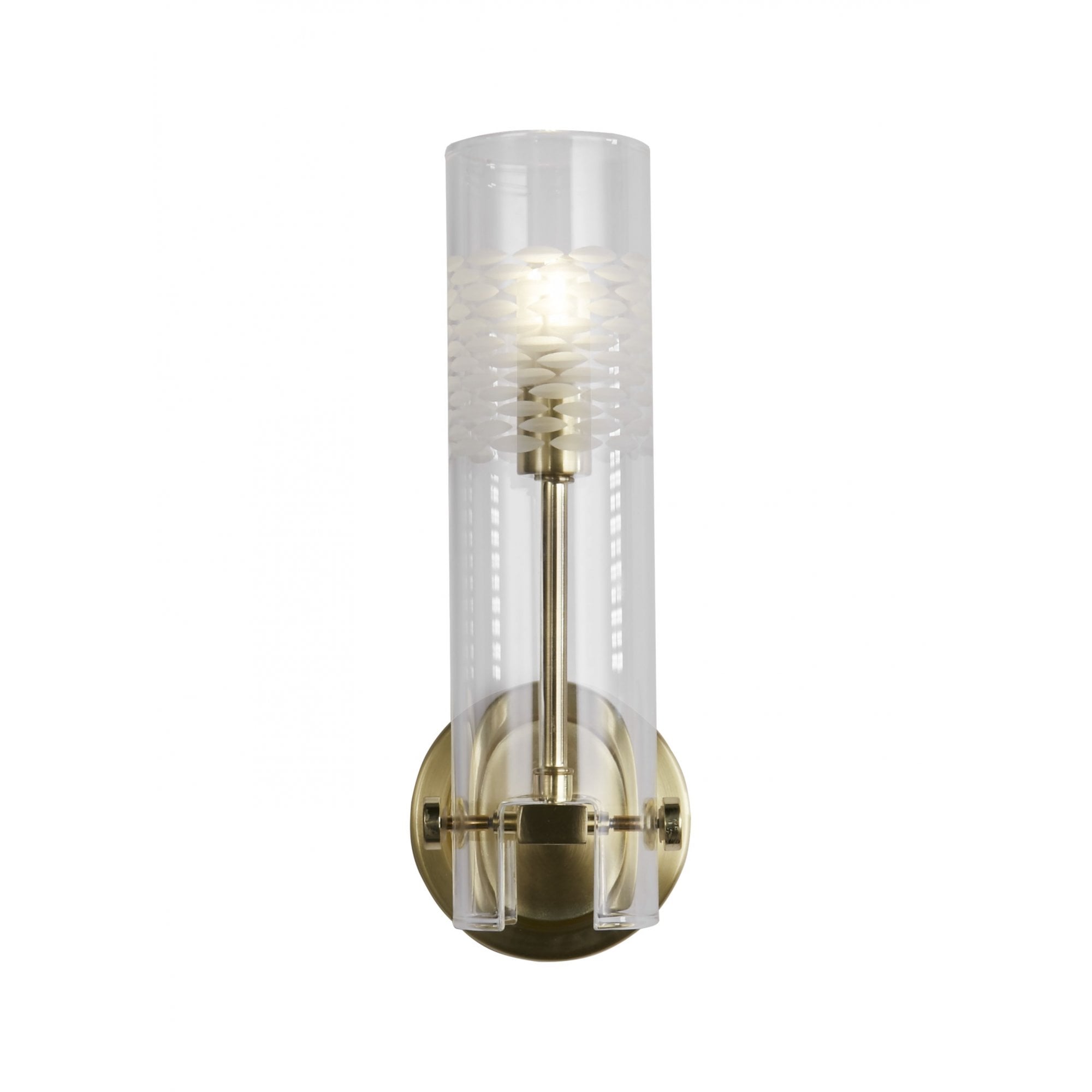 Searchlight Scholar Bathroom Wall Light - Satin Brass & Clear Etched Glass