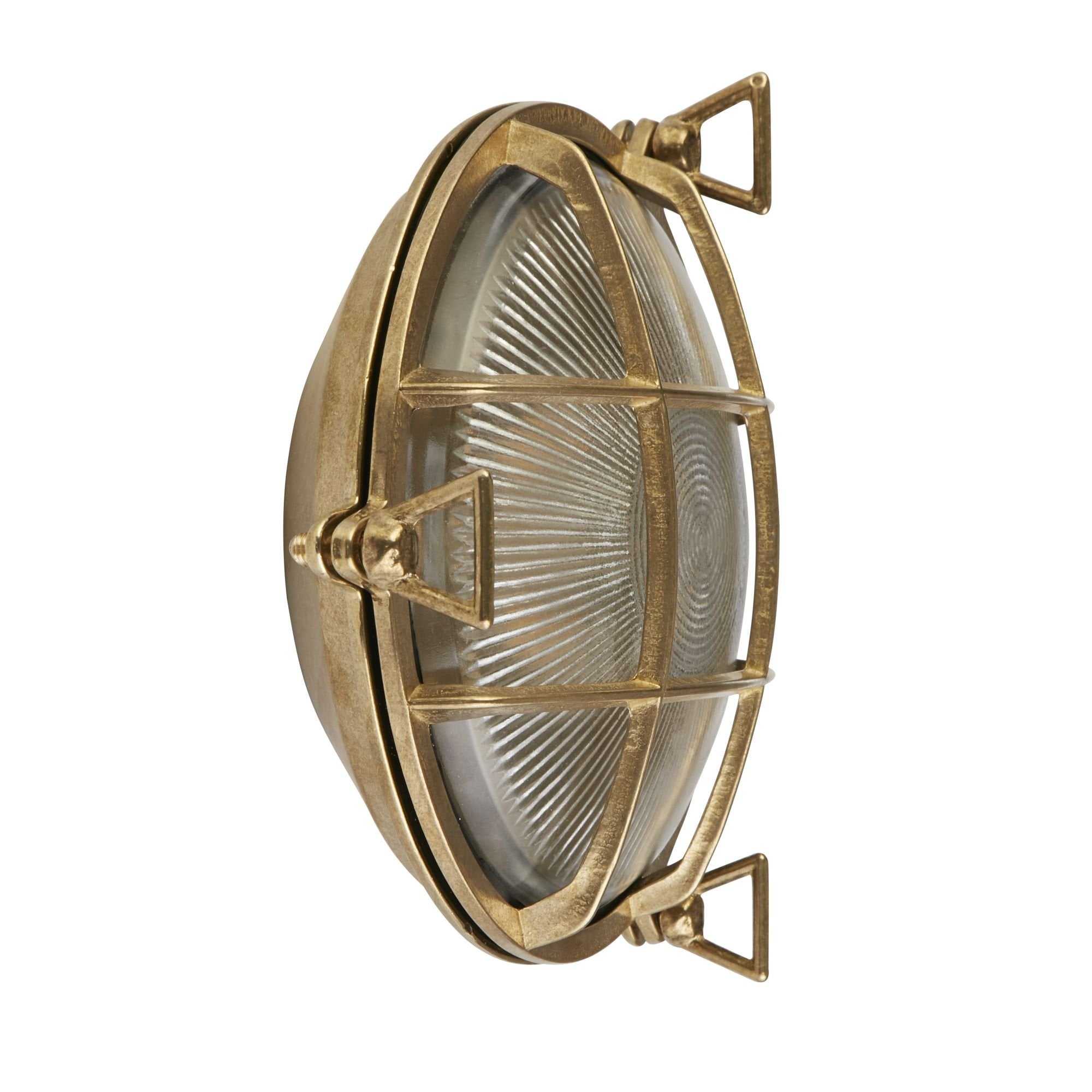 Searchlight Browside Round Outdoor Light - Solid Brass & Ribbed Glass