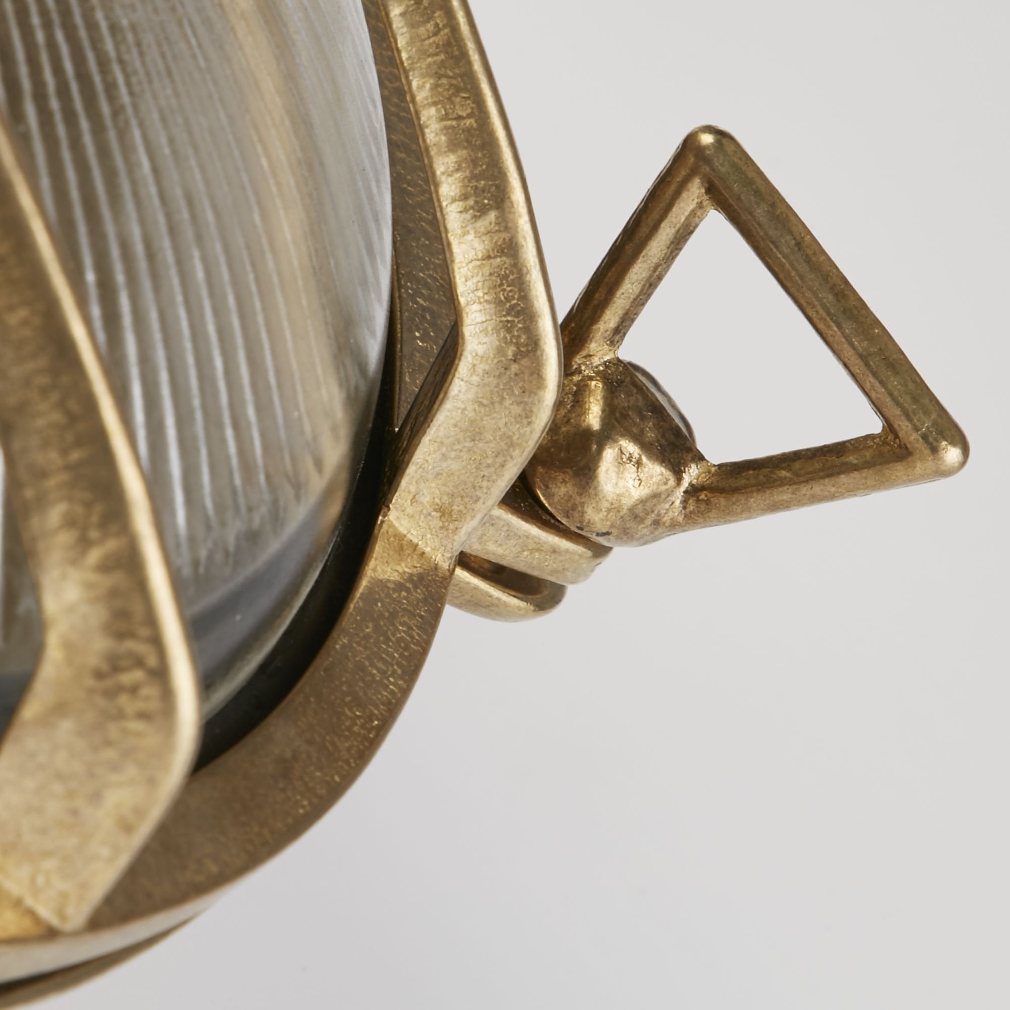Searchlight Browside Round Outdoor Light - Solid Brass & Ribbed Glass