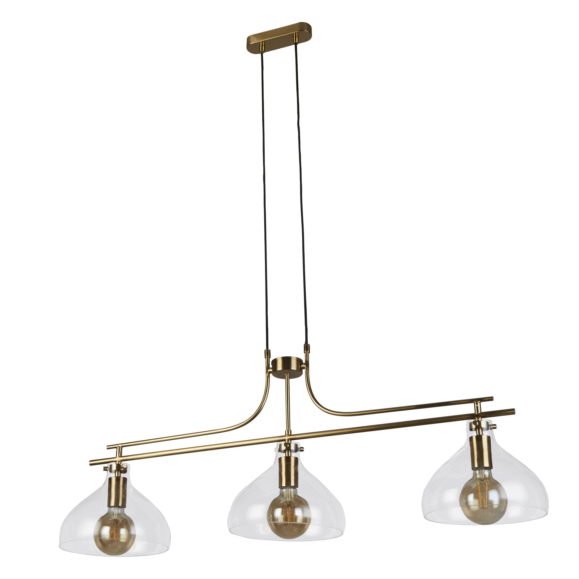 Searchlight Manesty 3 Light Bar Pendant - Brass Metal & Glass