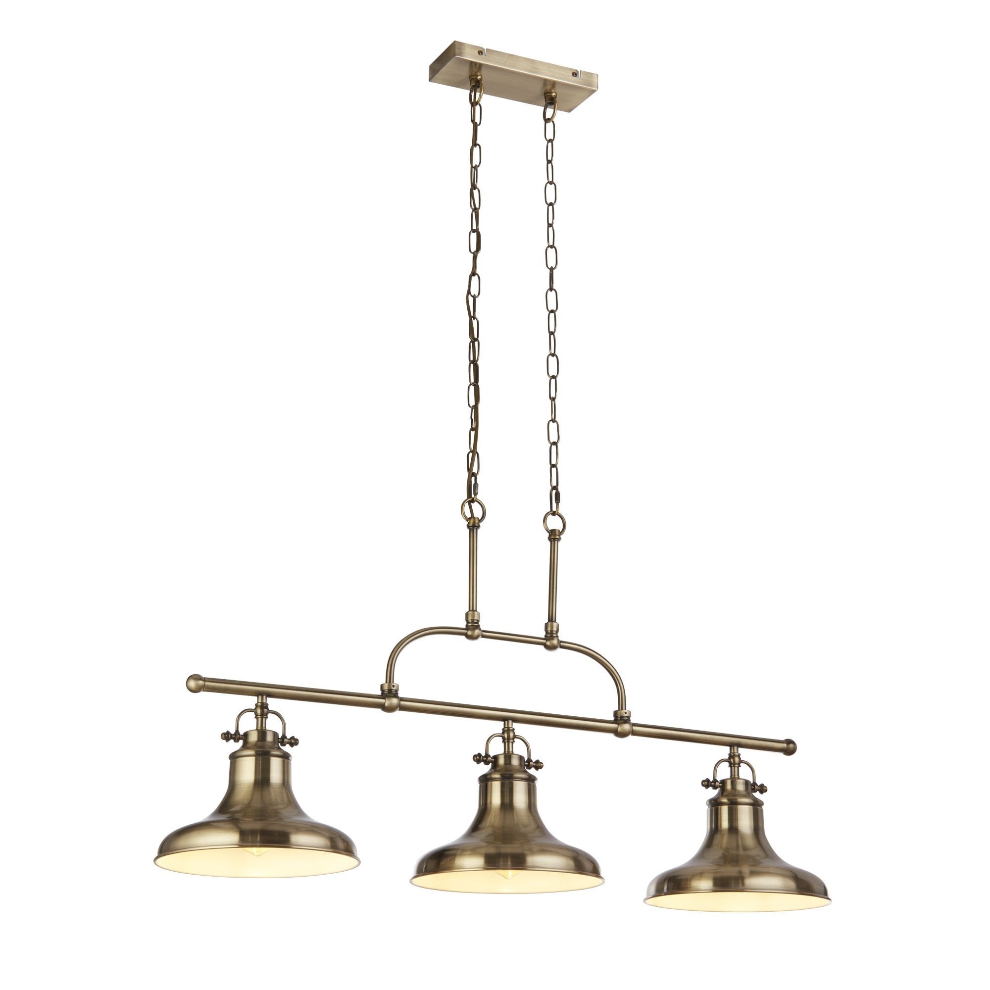 Searchlight Dale 3 Light Bar Pendant - Antique Brass Metal
