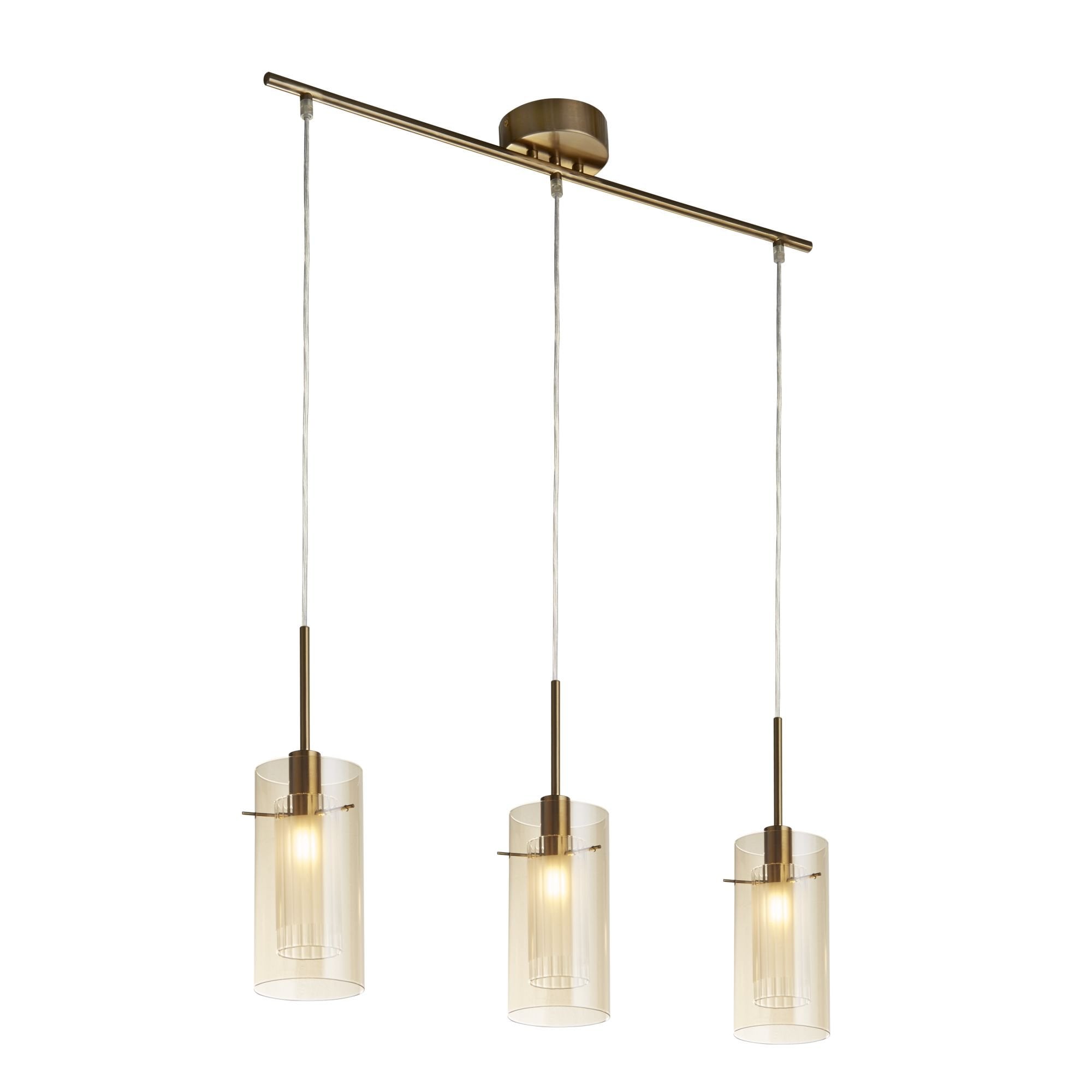 Searchlight Dawson III 3 Light Bar Pendant - Bronze Metal & Champagne Glass