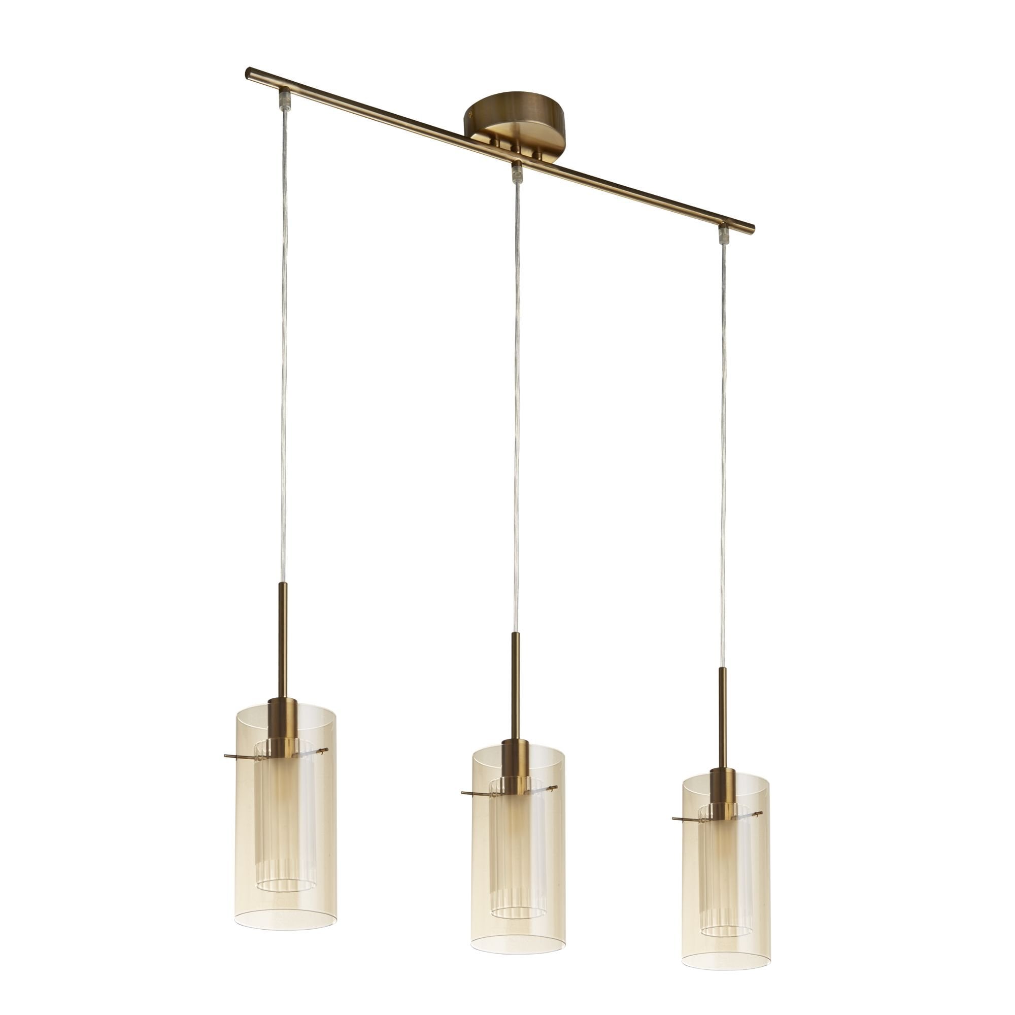 Searchlight Dawson III 3 Light Bar Pendant - Bronze Metal & Champagne Glass