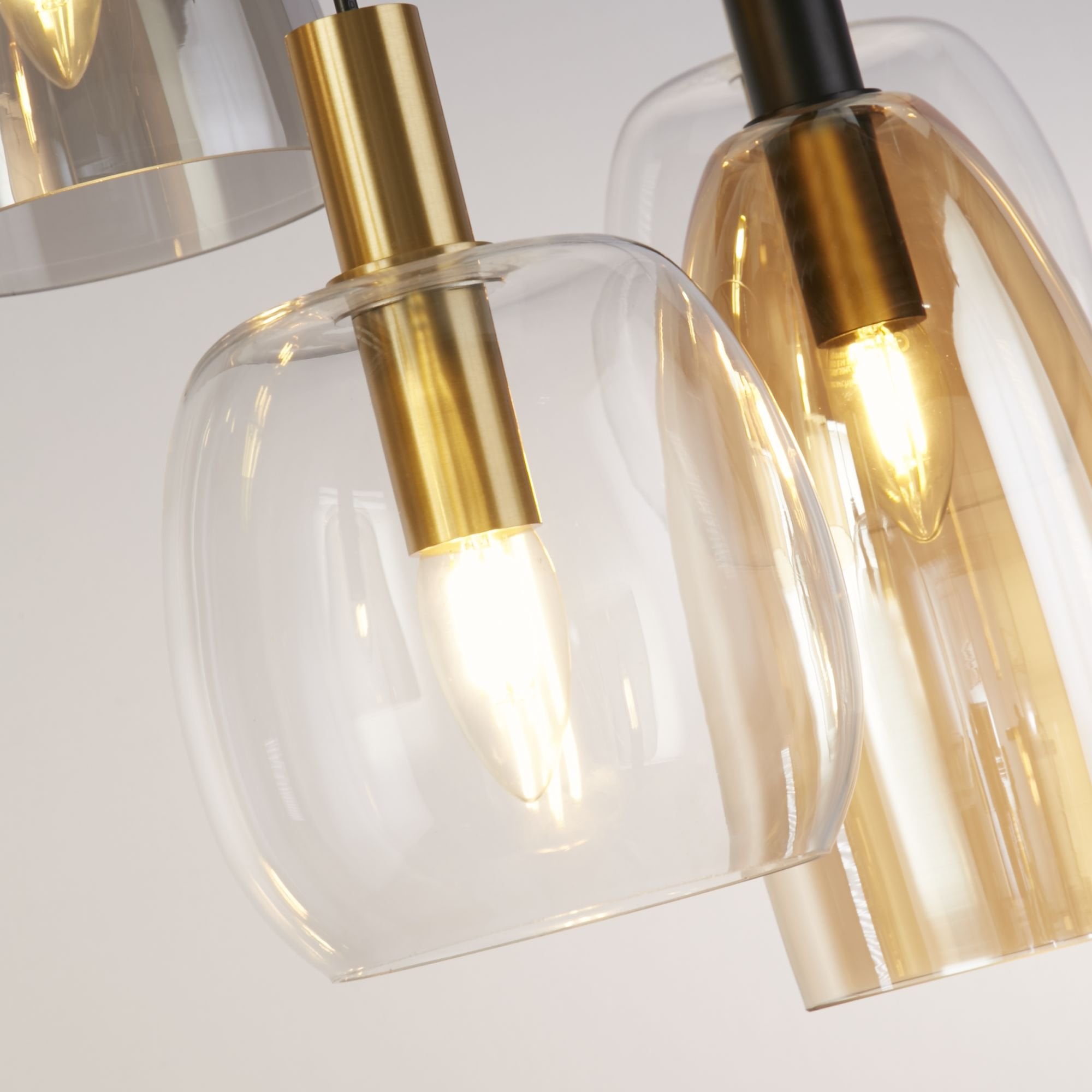 Searchlight Darrel 6 Light Multi-Drop Pendant - Black & Coloured Glass