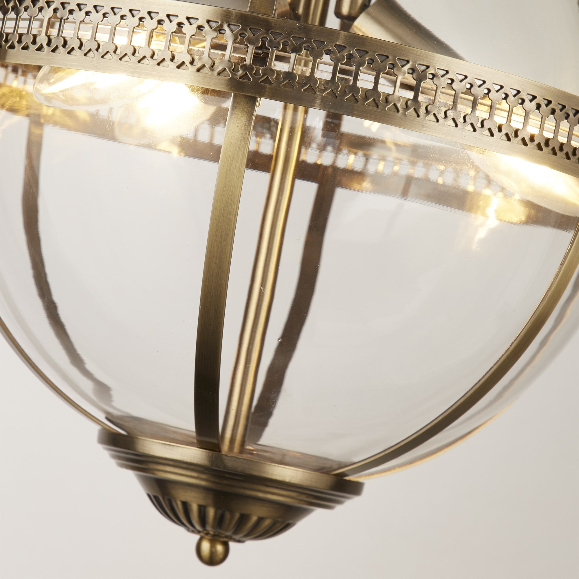 Searchlight Cedardale 3 Light Pendant - Antique Brass & Glass