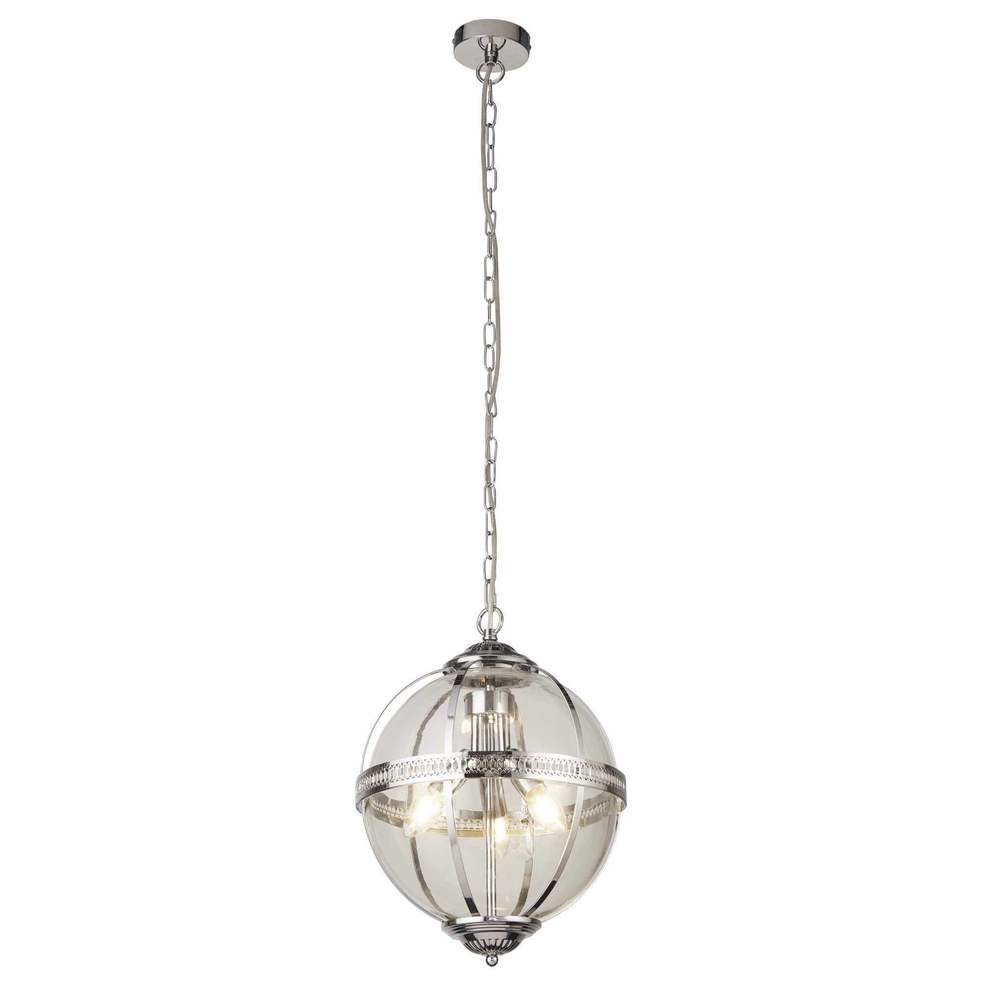 Searchlight Cedardale 3 Light Pendant - Chrome & Glass