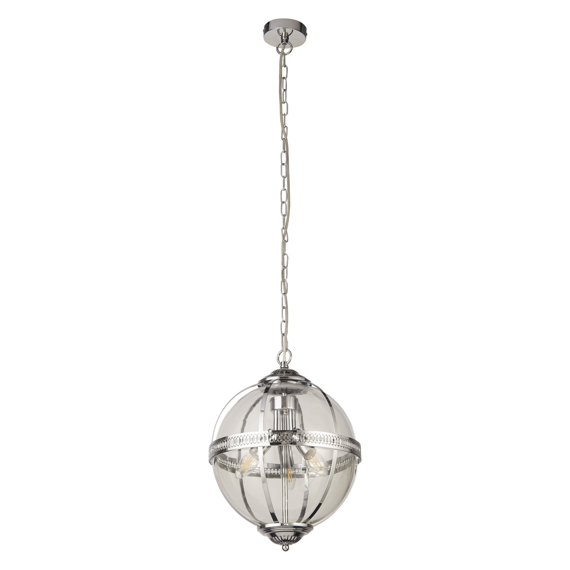 Searchlight Cedardale 3 Light Pendant - Chrome & Glass