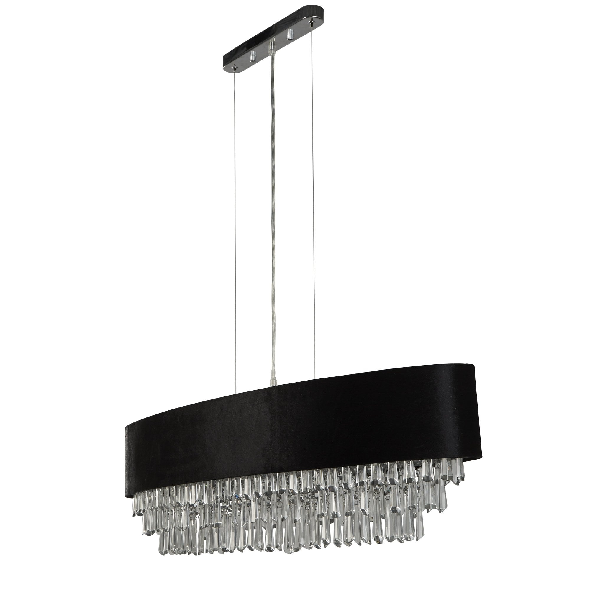 Searchlight Geneva 8 Light Oval Pendant - Black Velvet & Clear Crystal