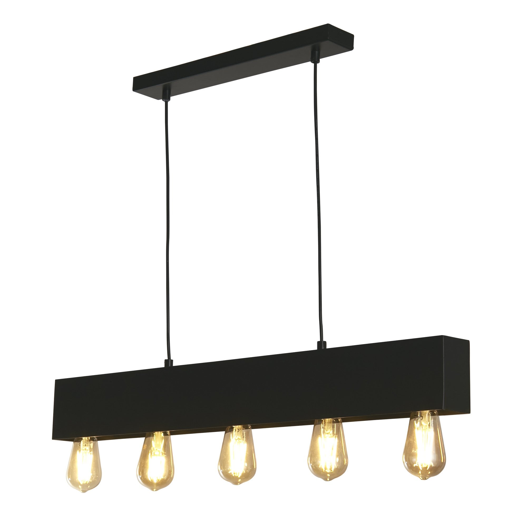 Searchlight Peet 5 Light Diner Bar Pendant - Matt Black