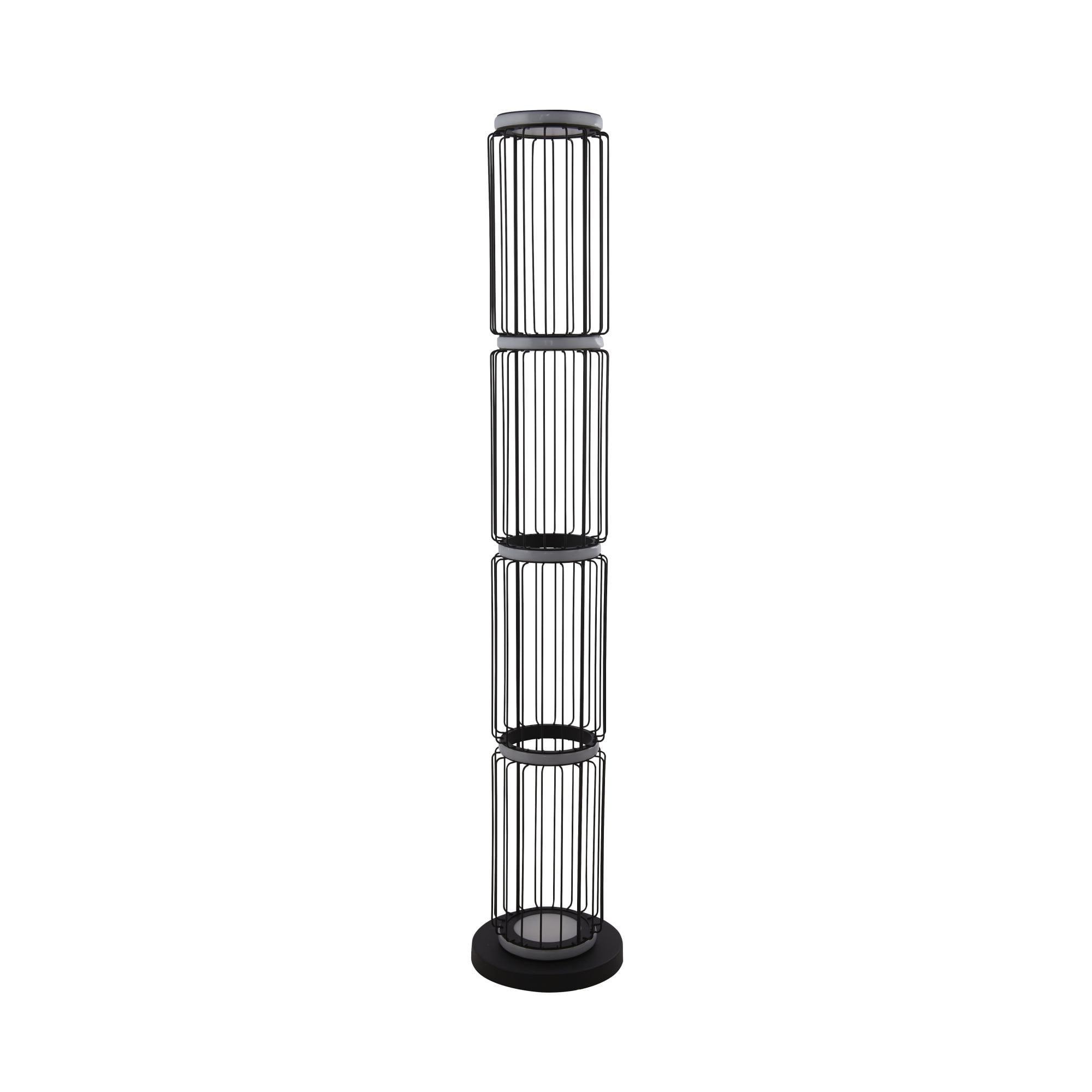 Searchlight Canova Cage Floor Lamp - Black & White Silicon