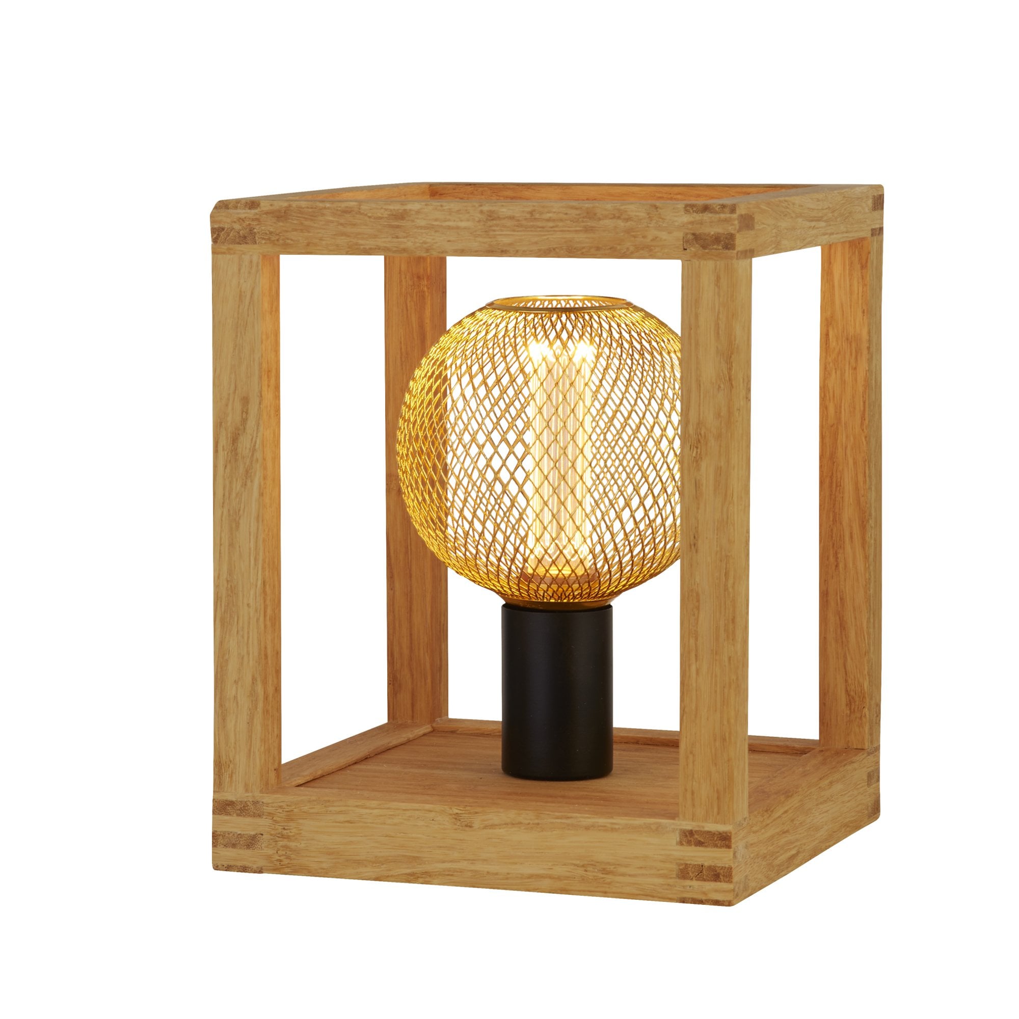 Searchlight Soho Table Lamp - Natural Wood & Black